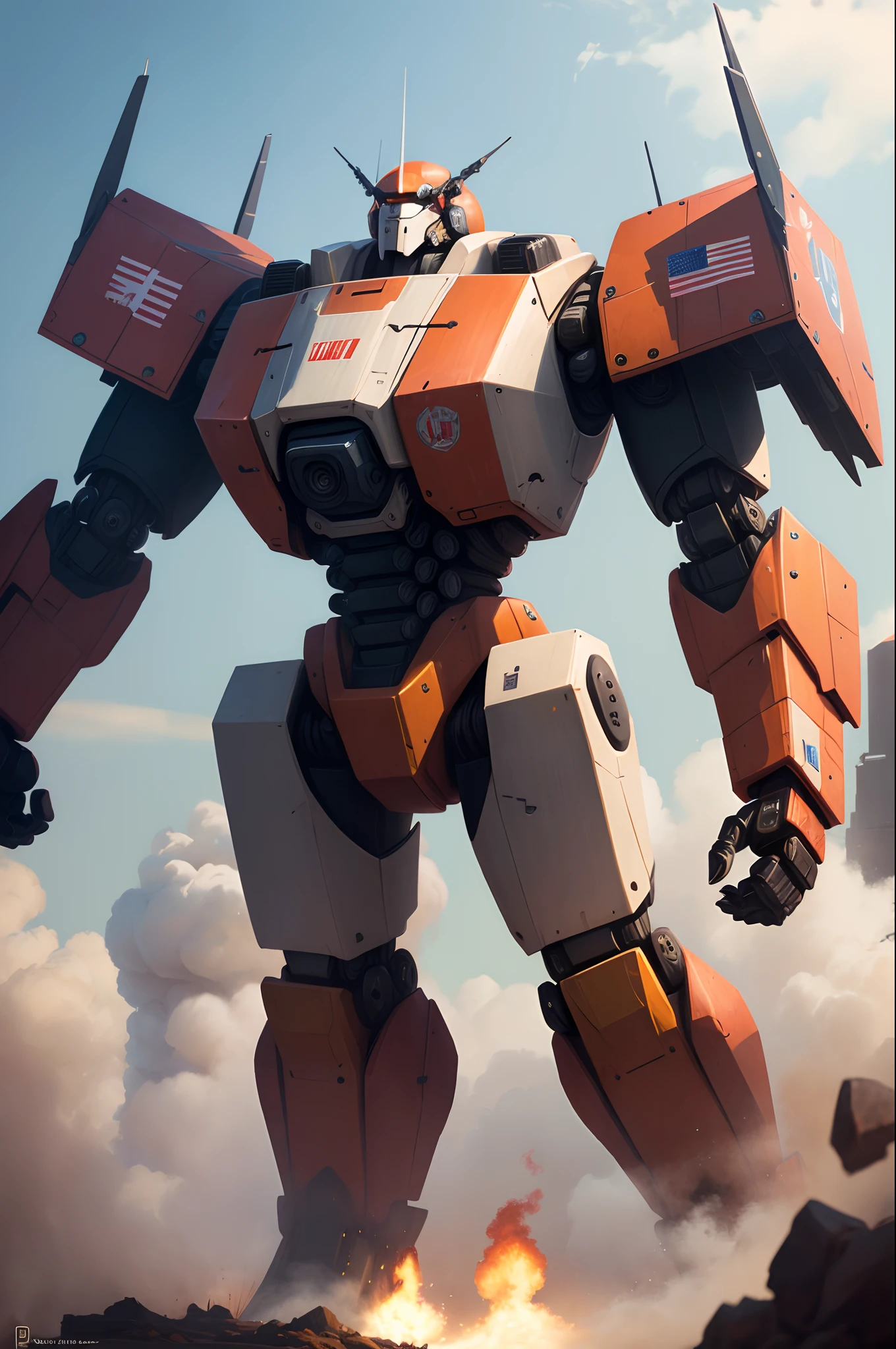 Giant robot with high military power firing leisures