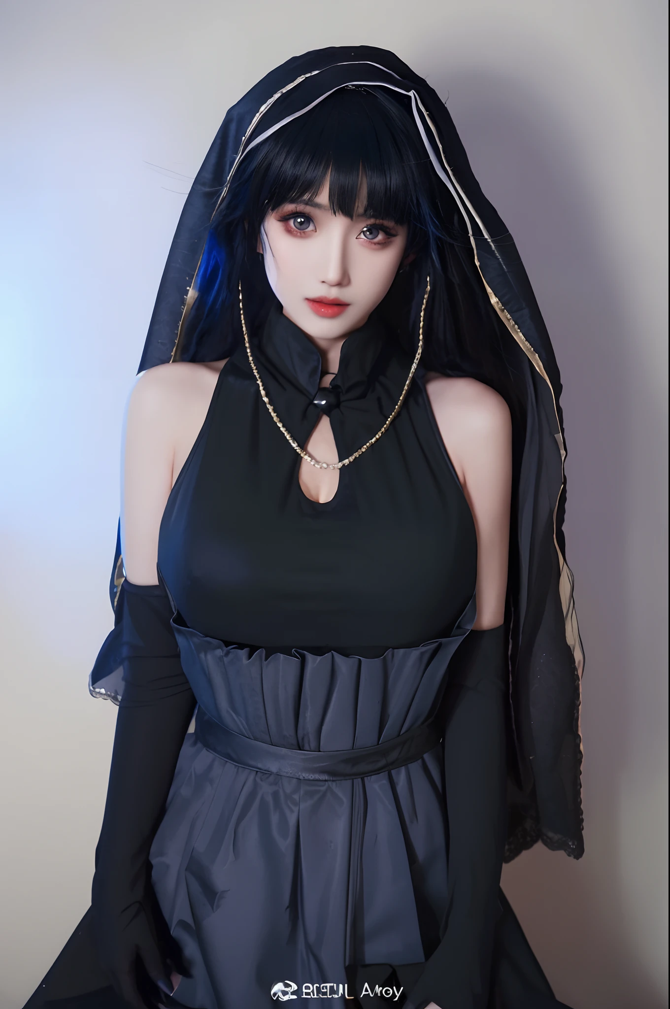 a close up of a woman wearing a black dress and a veil, anime girl cosplay, anime cosplay, photo of ghost of anubis, albedo from overlord, cruel korean goth girl, 1 7 - year - old anime goth girl, gothic maiden anime girl, jet black haired cyberpunk girl, masterpiece goddess of sorrow, cosplay, gothic wraith maiden