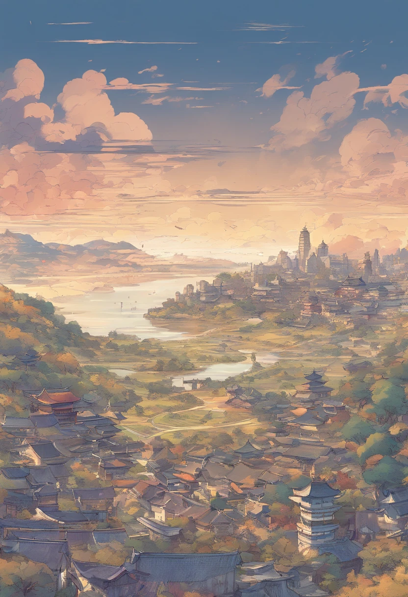 (((Comic storyboard))),comic strip,Two-dimensional picture,Manhwa Style,Makoto Shinkai animation style,Makoto Shinkai animation film art style,Ultra-wide angle of view,China-style,A town with beautiful landscapes,Faraway view,super-fine,ultra - detailed,high qulity,8K ,oc rendered,dynamic viewing angle,Hyper Real,Ultra photo realsisim
