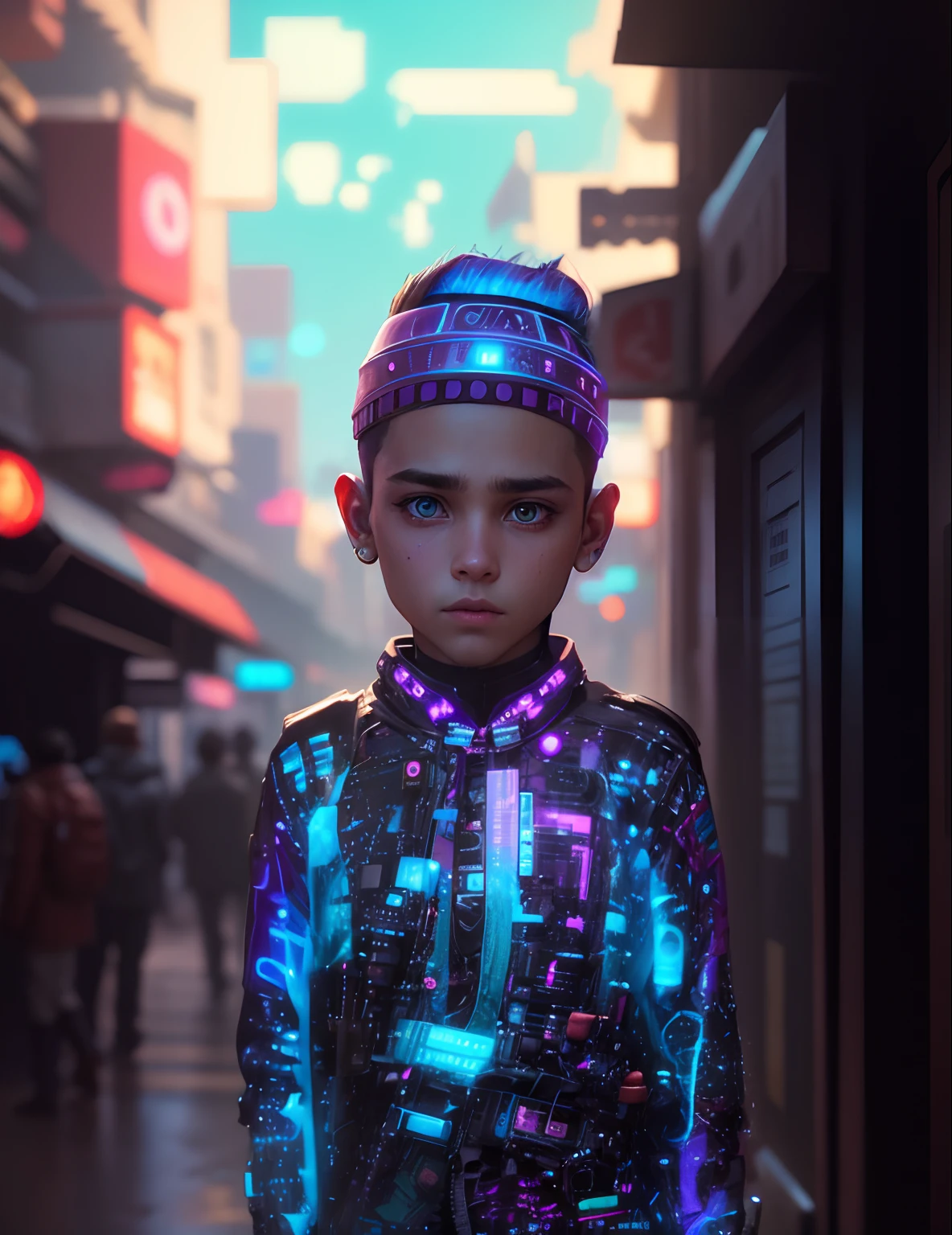 Chenge beckround cyberpunk handsomeboy realistik face