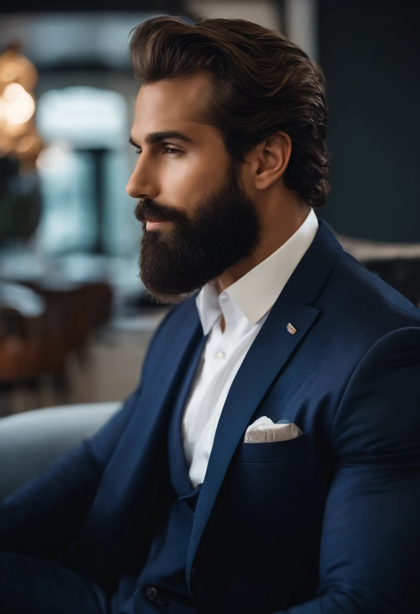 Homem lindo de terno ,barba , cabelo lindo , executivo, Business Scenario