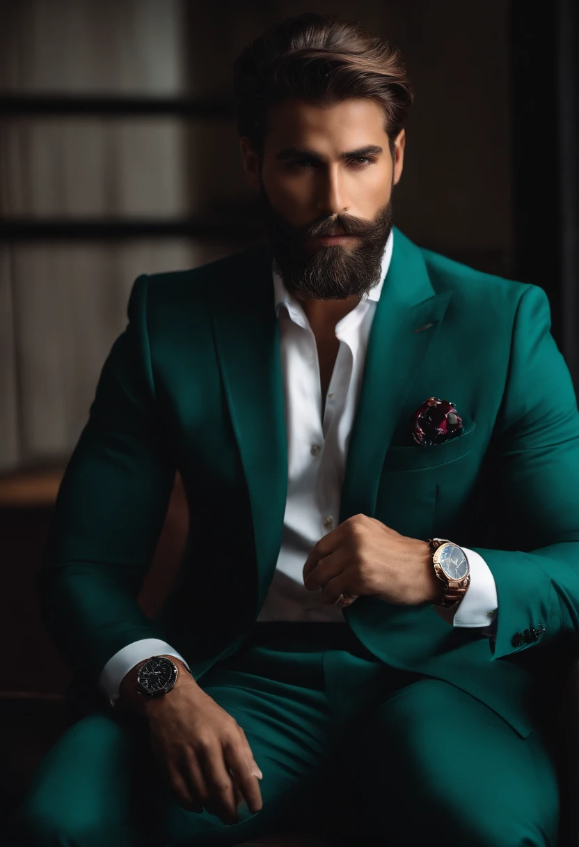 Homem lindo de terno ,barba , cabelo lindo , executivo, Business Scenario