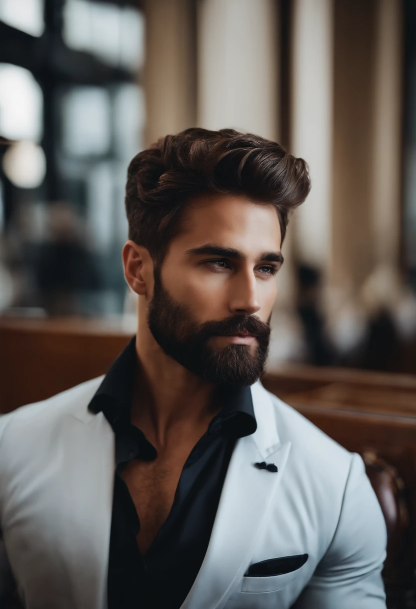 Homem lindo de terno ,barba , cabelo lindo , executivo, Business Scenario