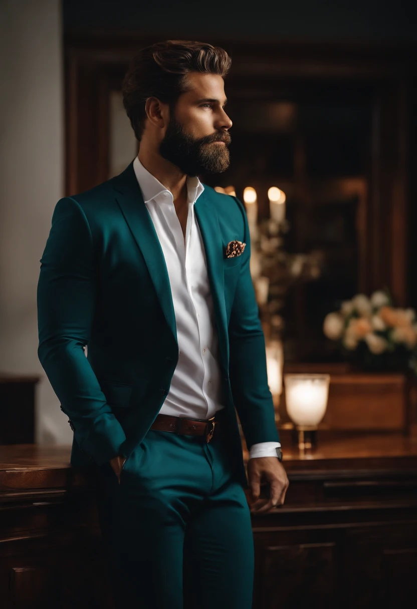 Homem lindo de terno ,barba , cabelo lindo , executivo, Business Scenario