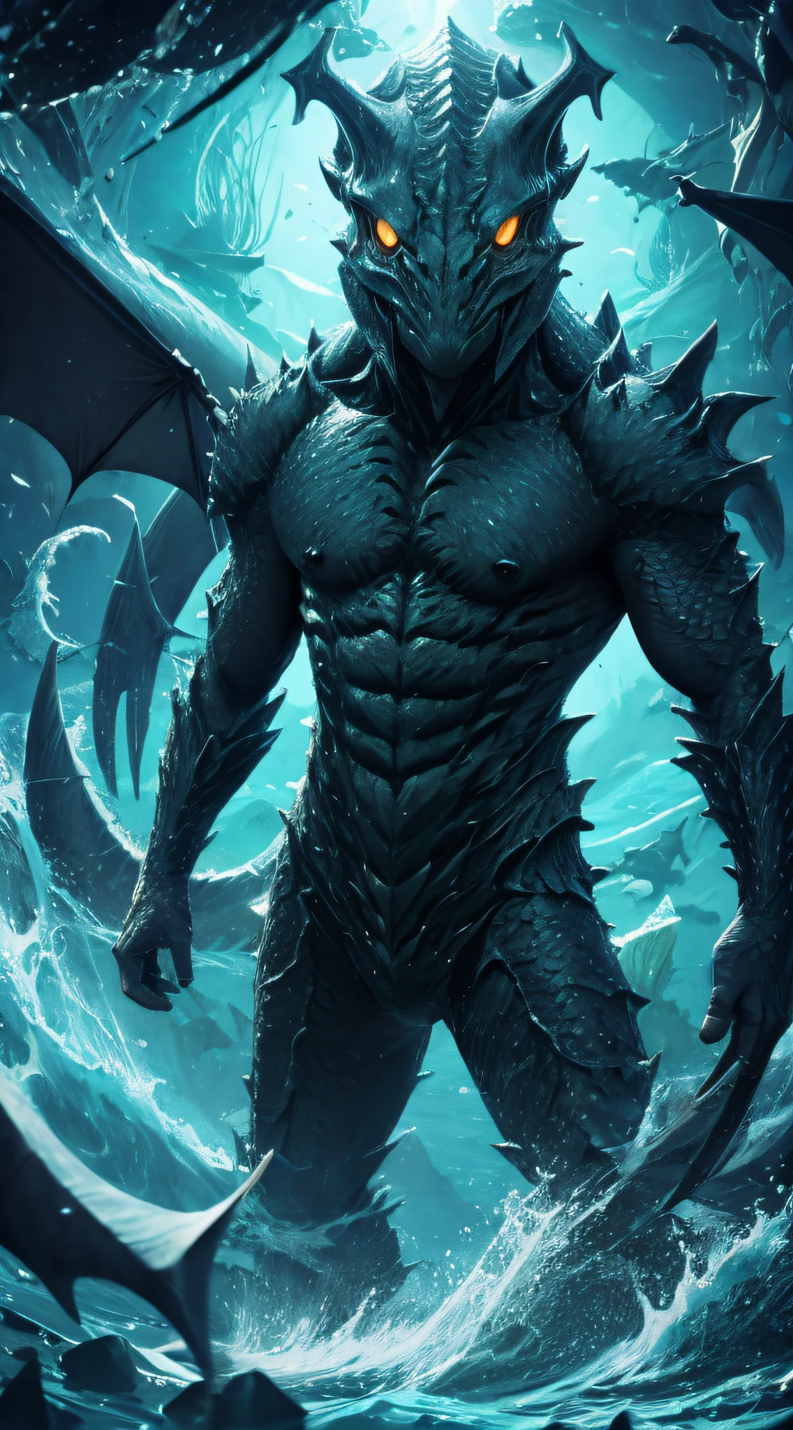 Generate a mysterious sea monster in 4k