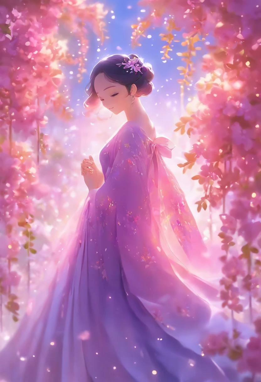 Jacaranda，The flowers of Jacaranda exhibit a rich purple hue，The colors are bright and pastel，It's like a work of art，The petals are soft and delicate，It's like layers of tulle，Gently float in the air，It makes people feel extremely soft and warm，Dance on the branches，A skirt woven like fine blue silk thread，Light and tactful，Like a group of elegant dancers，Dance in a sea of flowers，