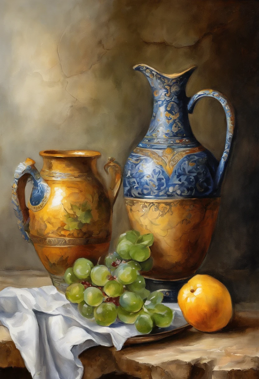 masterpiece, superior quality, best quality, official art, beautiful and aesthetic: 1.2), two jugs of water, one perfect and the other completely cracked, on a rustic table
, ming dynasty, masterpiece, best quality, high quality, high resolution, 16K, RAW, ultra high resolution, ultra details, fine details, an extremely delicate, extremely detailed real shadow, anime, highly detailed painting, award-winning glamor painting, wonderful painting, artistic style, stylized