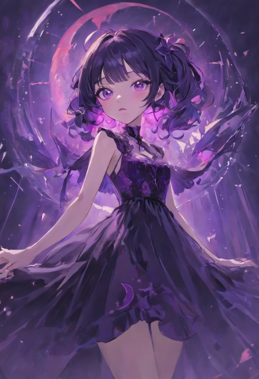 Beautiful vampire female, pale skin, black and purple hair, black and purple dress, trending on Artstation, by ilya kuvshinov, by guweiz, by ross tran