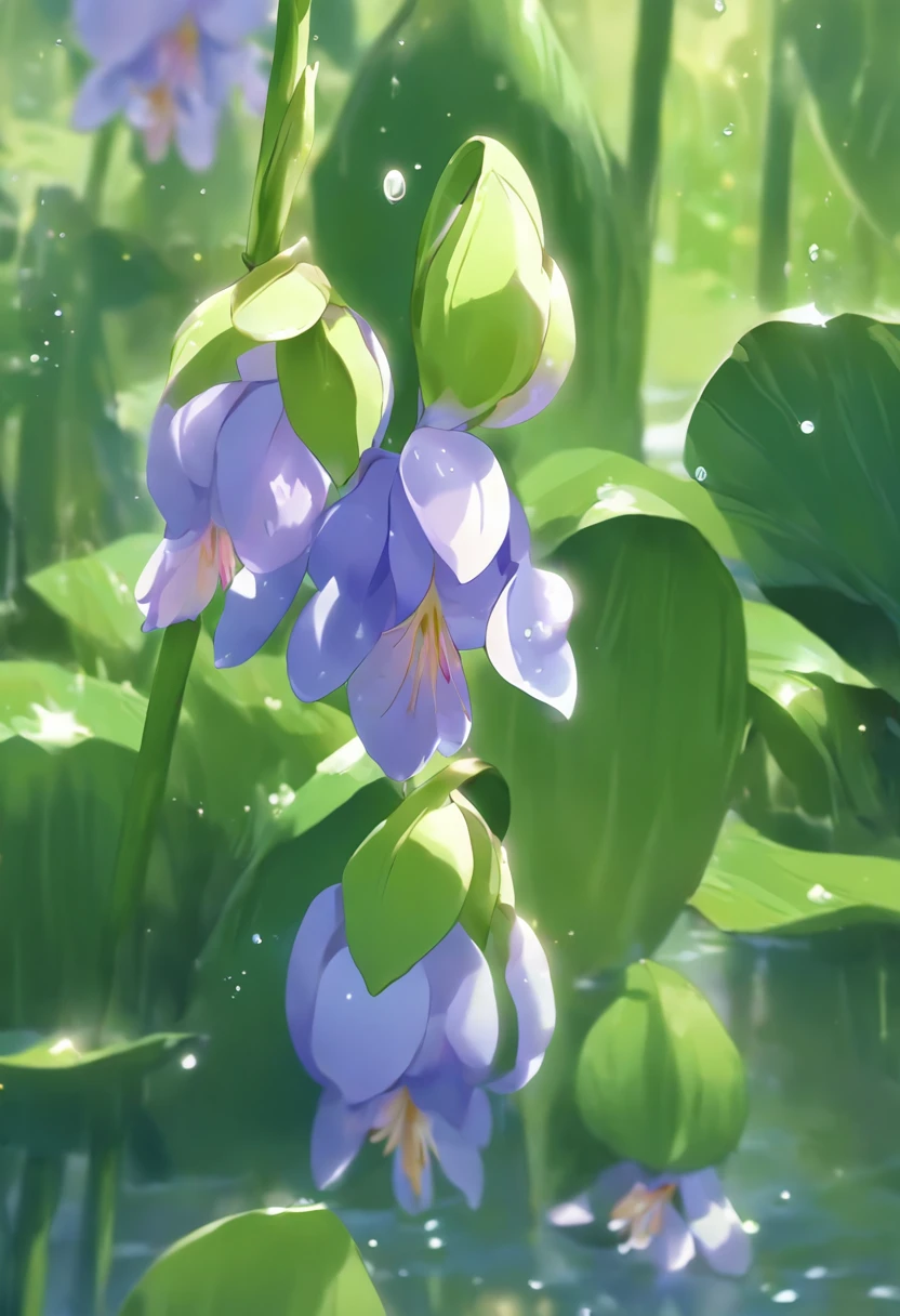 Water hyacinth flowers are a very beautiful flower，Its flowers take on a lilac hue，Very fresh and elegant。The petals of the water hyacinth flower are heart-shaped，The flower has a circle of yellow stamens in the middle，Very conspicuous。

The flowers of the water hyacinth flower have a unique shape，It's like a little wind chime，extremely cute。The petals also have clear lines，Exudes a faint aroma，Very charming。