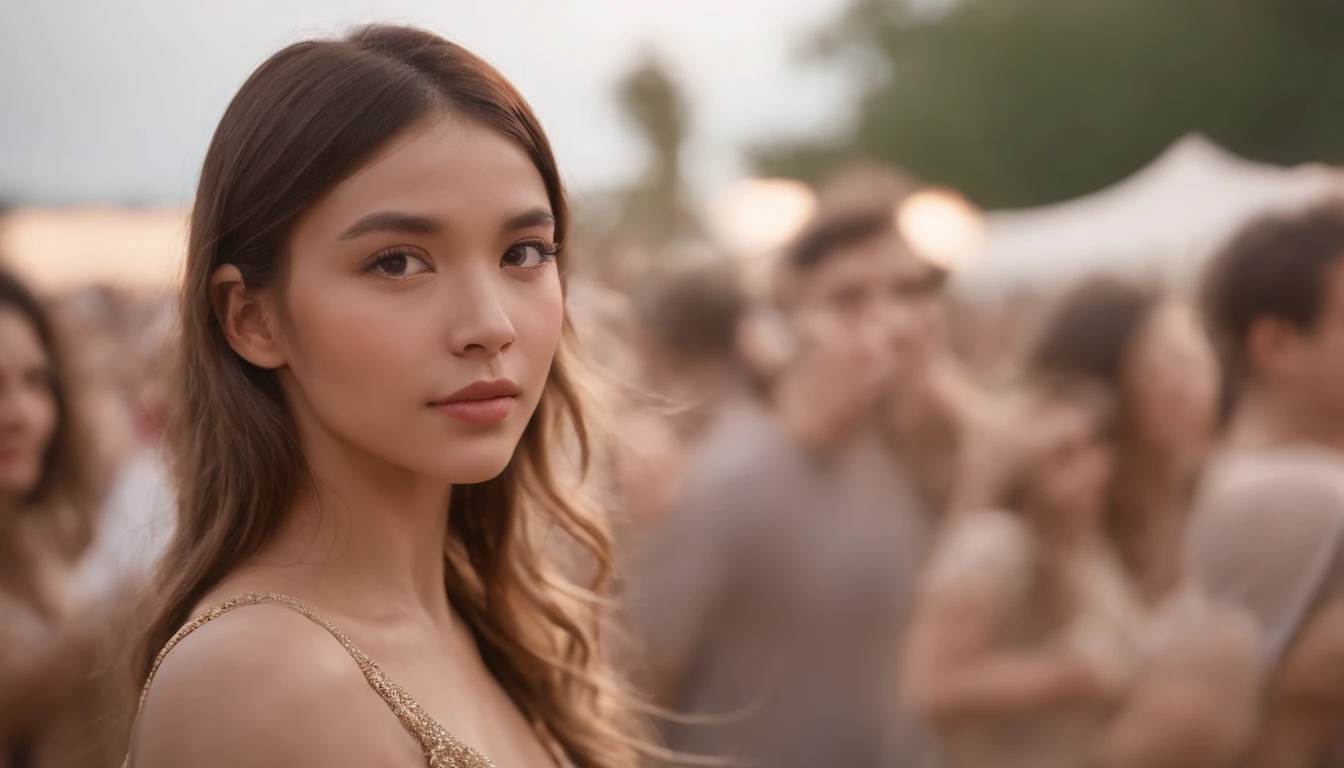 this image: https://t4.ftcdn.net/jpg/02/69/40/87/360_F_269408731_s7qInQKWcDOYUASyqaGcBXCLn3LD7esp.jpg festival, festival vibe, girl on festival, face from side, festival look tommorowland, 8K, hyper realistic
