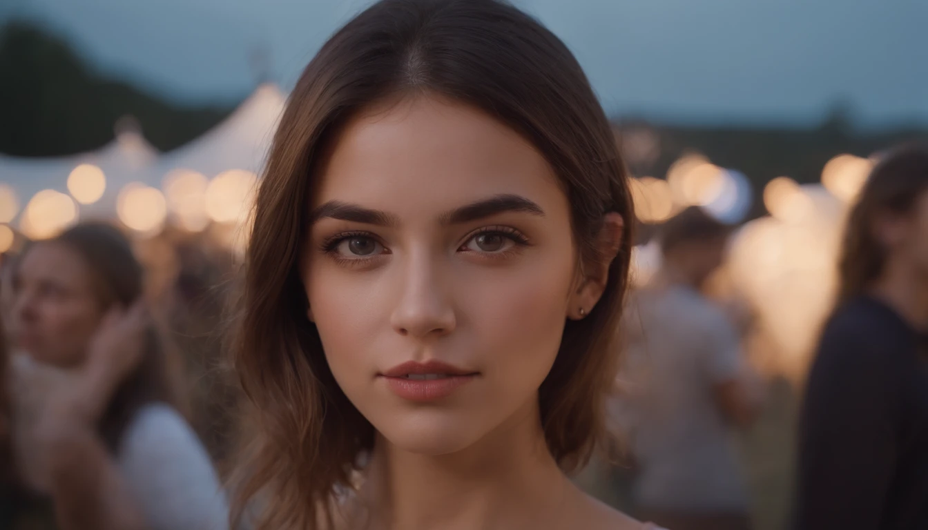 festival, festival vibe, girl on festival, side face, nigh, festival look tommorowland, 8K, hyper realistic