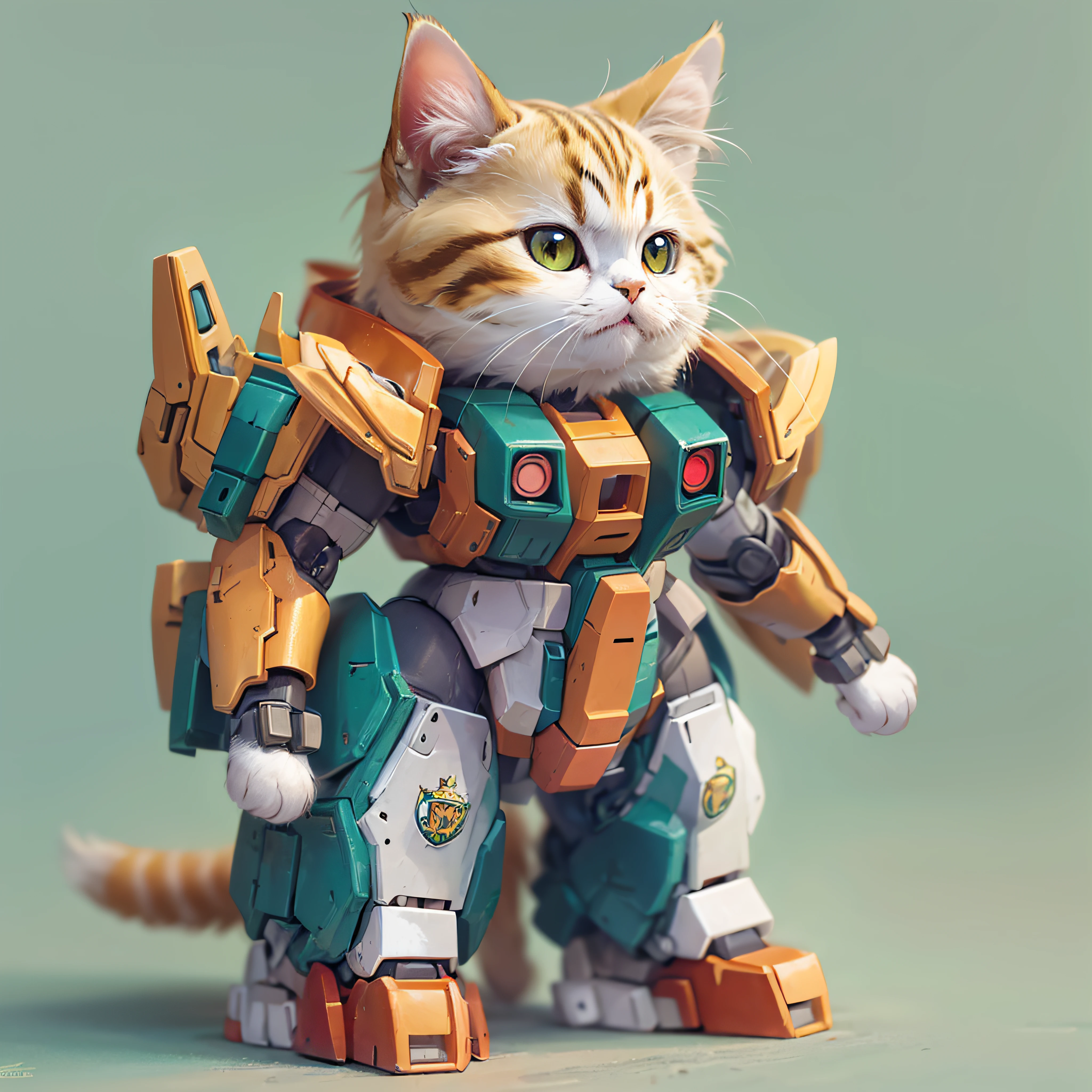 Cute cat, standing, cute, (((realistic))), Wearing a Gundam costume, sazabi