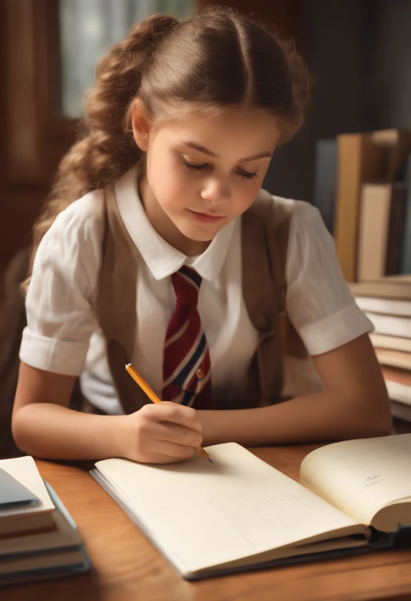 Professional realistic photography, Shot on a film SLR camera "Zorkiy-4", The focus is on a cute modest girl of 11 years old; natural blonde; long curly colored hair, Twintail; large shiny bright azure eyes, long fluffy eyelashes, A focused look at the book; library; evening time; white shirt, Jeans, sneakers; enthusiastically reads a big book; Full-length photo from afar; Natural realistic detailed texture of human skin; High Expansion, High-quality textures of clothing, Realistic hair; Studio photography, soft natural lighting