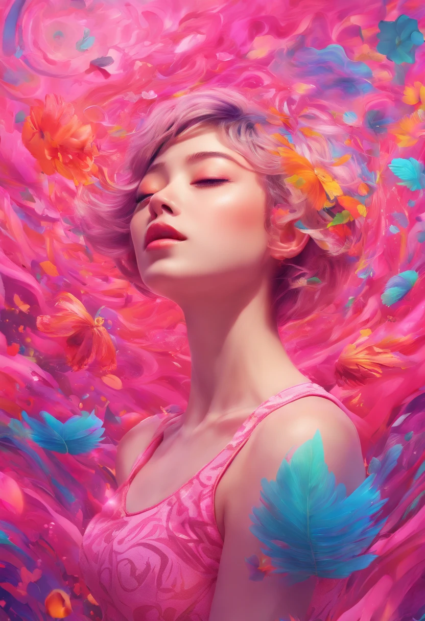 ((top-quality, 8K)), (Realistic), (Face Focus: 1.1), (pink there: 1.3), Kawaii Girl, short-hair,
Hair fluttering in the wind, Facing to the side, Look up at your face, Eyes closed, (Sleeveless: 1.1)、Skirt, D Cup Breasts,Countless petals are falling