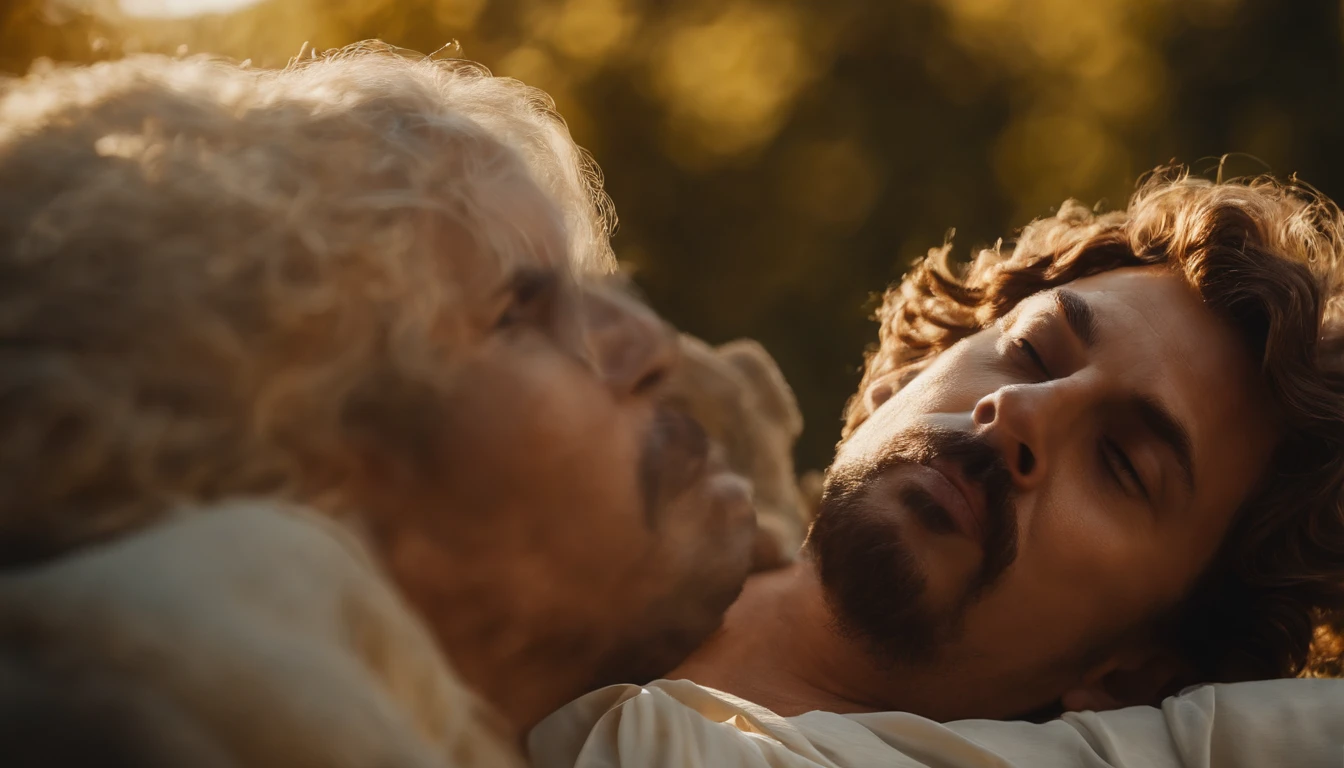 pintura a oleo, anjo homem segurando uma Lira, assas brancas abertas, Bright sky in the background, breathtaking masterpiece, Vivid, ornado, Caravaggio, 8k