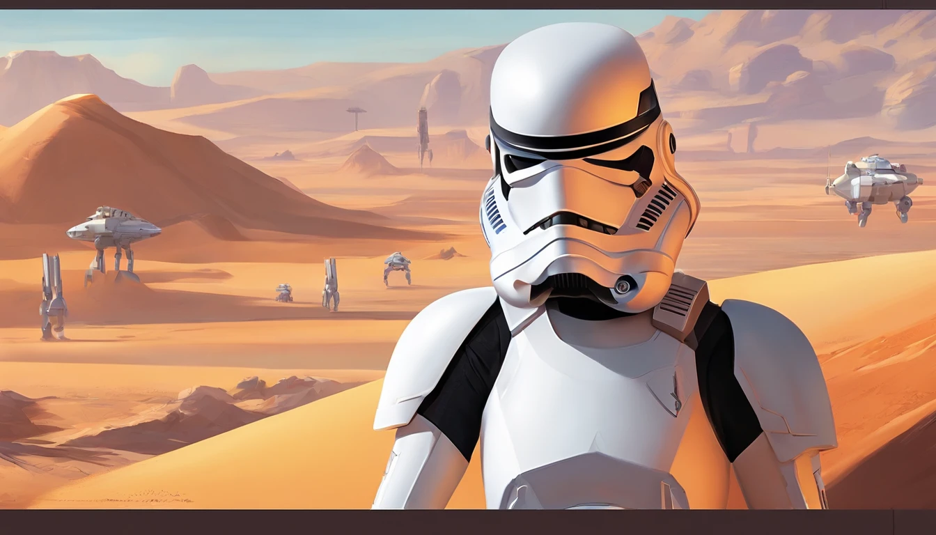 photo portrait of a stormtrooper dressed as Indiana jones on a safari in the savanna, rembrandt light, dramatic sky, exotic animals