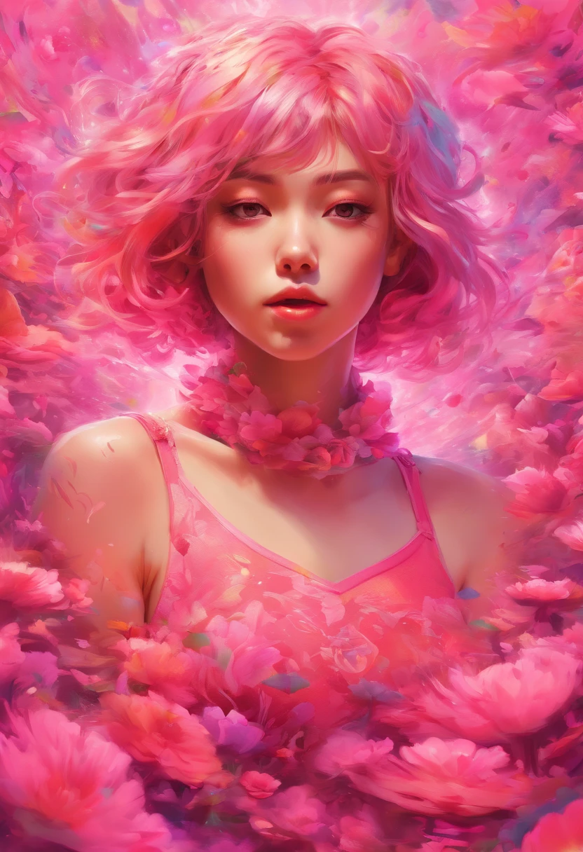 ((top-quality, 8K)), (Realistic), (Face Focus: 1.1), (pink there: 1.3), Kawaii Girl, short-hair,
Hair fluttering in the wind, Facing to the side, Look up at your face, Eyes closed, (Sleeveless: 1.1)、Skirt, D Cup Breasts,Countless petals are falling