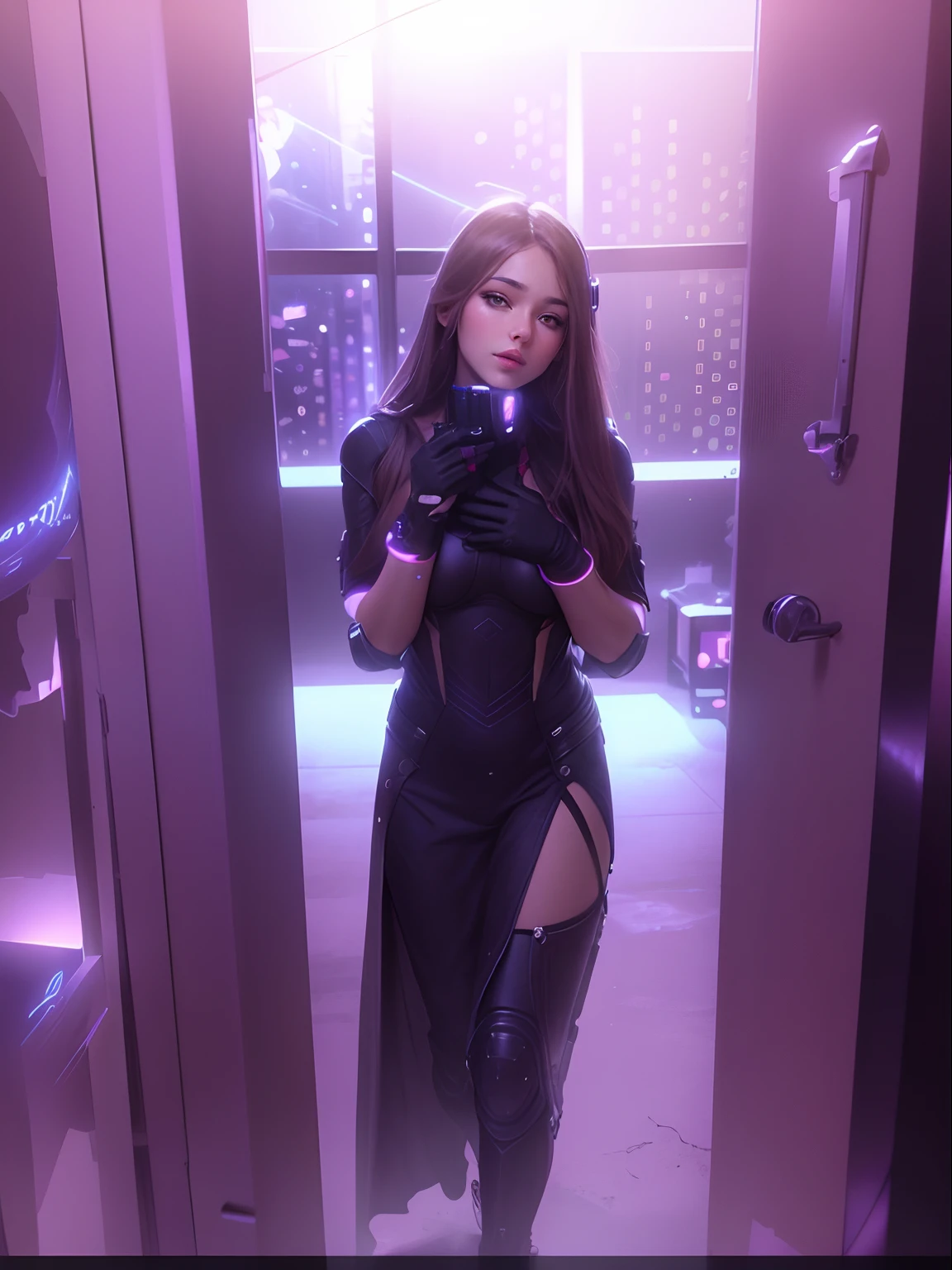 Change background futuristic, beautiful girl, realistic face, hd quality