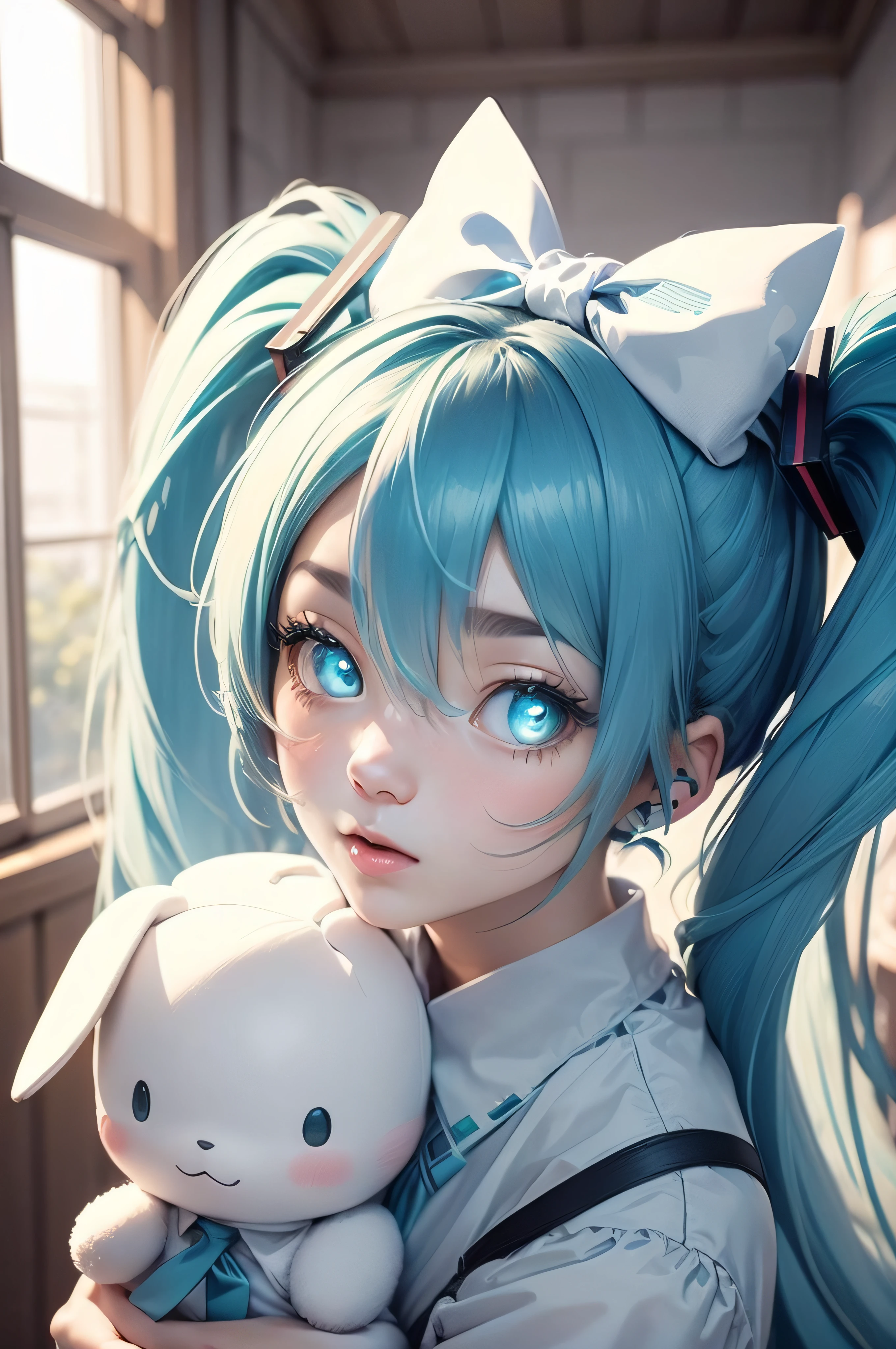 (masterpiece, intricate details), 1girl, mature female, idea _face, BREAK hatsunemiku, (Hatsune Miku, glowing eyes), , miku hatsune, ahoge, aqua eyes, aqua hair, crossed bangs, hair between eyes, hair ornament, headphones, long hair, twintails,