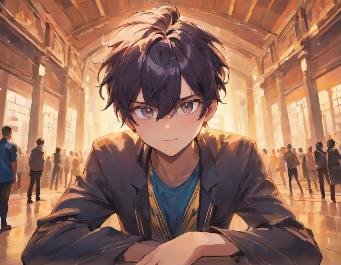 A boy named Mané, with blue skin and cat ears, sitting in a gymnasium. The gymnasium is filled with vibrant colors, with sunlight streaming in through large windows, creating a warm and inviting atmosphere. Mané is seated on a bench, wearing a unique outfit that reflects his playful personality. His expressive blue eyes captivate the viewer's attention, while his lips curl into a gentle smile. The details of his face are exquisitely rendered, highlighting the beauty of his features. Sima, a talented artist, has skillfully depicted his skin and added intricate details to every aspect of the painting.
The artwork is in the medium of a detailed illustration, which showcases Sima's mastery in capturing the essence of the subject. Sima's talent shines through in this masterpiece, as every stroke and detail is meticulously crafted to create a lifelike representation of Mané. The artwork is in ultra-high resolution, allowing every minute detail to be appreciated and enjoyed by the viewer. The use of vivid colors enhances the vibrancy of the scene, making it come to life.
The overall style of the artwork is a fusion of realism and fantasy, creating a captivating and enchanting atmosphere. This unique blend of styles adds depth and intrigue to the painting, capturing the viewer's imagination. The background of the gymnasium is filled with energetic activities, with other children playing around Mané, creating a sense of liveliness and movement.
The color palette used in the artwork is vibrant and varied, with a focus on bold and contrasting colors. The use of warm and cool tones creates a harmonious balance in the overall composition, evoking a feeling of joy and excitement. The lighting in the artwork is characterized by soft, diffused light, which casts subtle shadows and highlights, adding depth and dimension to the scene.
In conclusion, Sima's artwork portrays a boy named Mané, with blue skin and cat ears, sitting in a gymnasium. The attention to detail, the vibrant