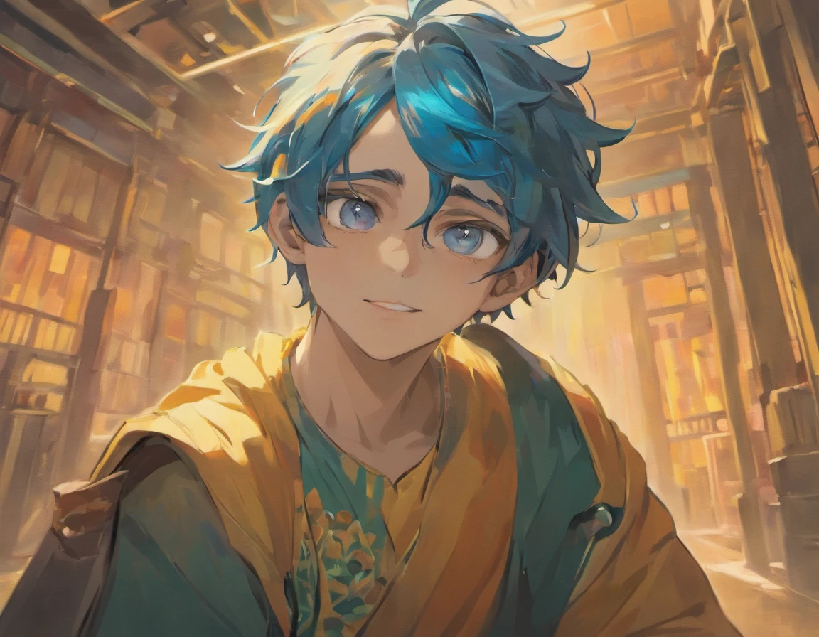 A boy named Mané, with blue skin and cat ears, sitting in a gymnasium. The gymnasium is filled with vibrant colors, with sunlight streaming in through large windows, creating a warm and inviting atmosphere. Mané is seated on a bench, wearing a unique outfit that reflects his playful personality. His expressive blue eyes captivate the viewer's attention, while his lips curl into a gentle smile. The details of his face are exquisitely rendered, highlighting the beauty of his features. Sima, a talented artist, has skillfully depicted his skin and added intricate details to every aspect of the painting.

The artwork is in the medium of a detailed illustration, which showcases Sima's mastery in capturing the essence of the subject. Sima's talent shines through in this masterpiece, as every stroke and detail is meticulously crafted to create a lifelike representation of Mané. The artwork is in ultra-high resolution, allowing every minute detail to be appreciated and enjoyed by the viewer. The use of vivid colors enhances the vibrancy of the scene, making it come to life.

The overall style of the artwork is a fusion of realism and fantasy, creating a captivating and enchanting atmosphere. This unique blend of styles adds depth and intrigue to the painting, capturing the viewer's imagination. The background of the gymnasium is filled with energetic activities, with other children playing around Mané, creating a sense of liveliness and movement.

The color palette used in the artwork is vibrant and varied, with a focus on bold and contrasting colors. The use of warm and cool tones creates a harmonious balance in the overall composition, evoking a feeling of joy and excitement. The lighting in the artwork is characterized by soft, diffused light, which casts subtle shadows and highlights, adding depth and dimension to the scene.

In conclusion, Sima's artwork portrays a boy named Mané, with blue skin and cat ears, sitting in a gymnasium. The attention to detail, the vibrant
