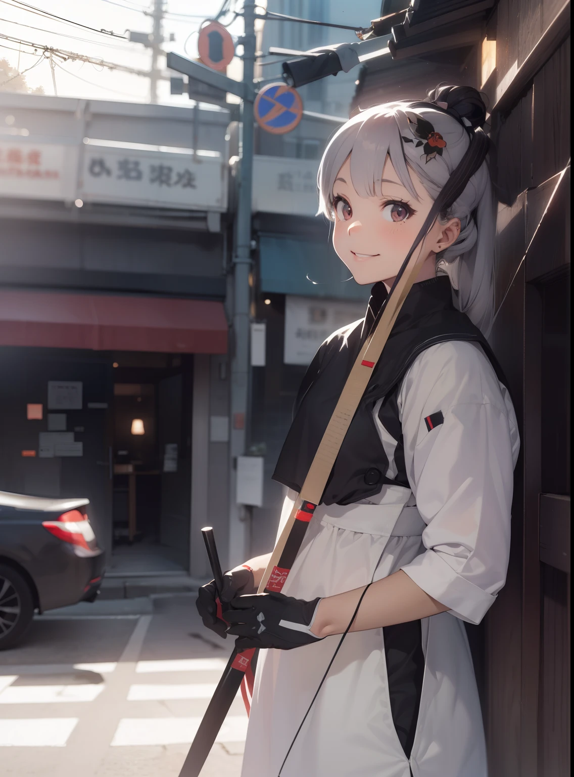 ultra-quality, ultla highres, Hyper Detailed, High contrast, superfine illustration, creative refinement, Kyudo Club,Smile com uma tatuagem escrita sora