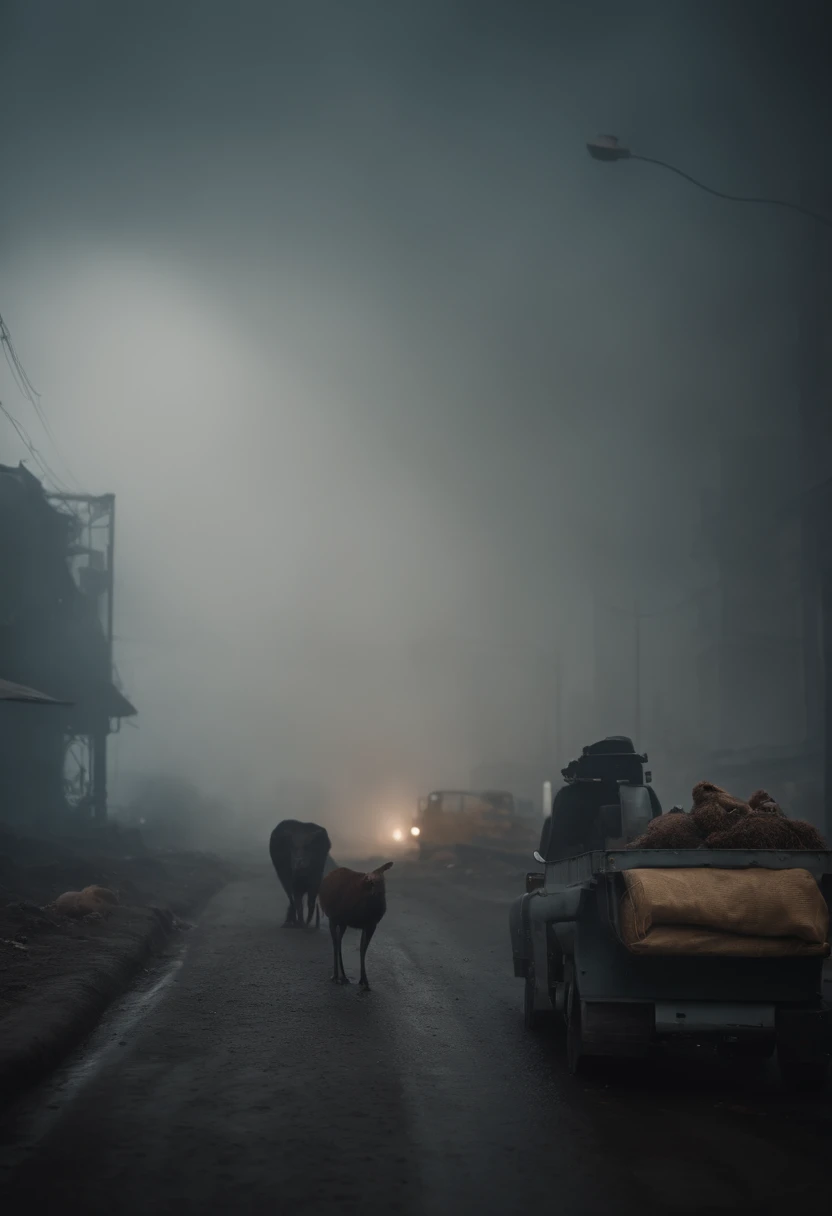 Animals in the midst of pollution