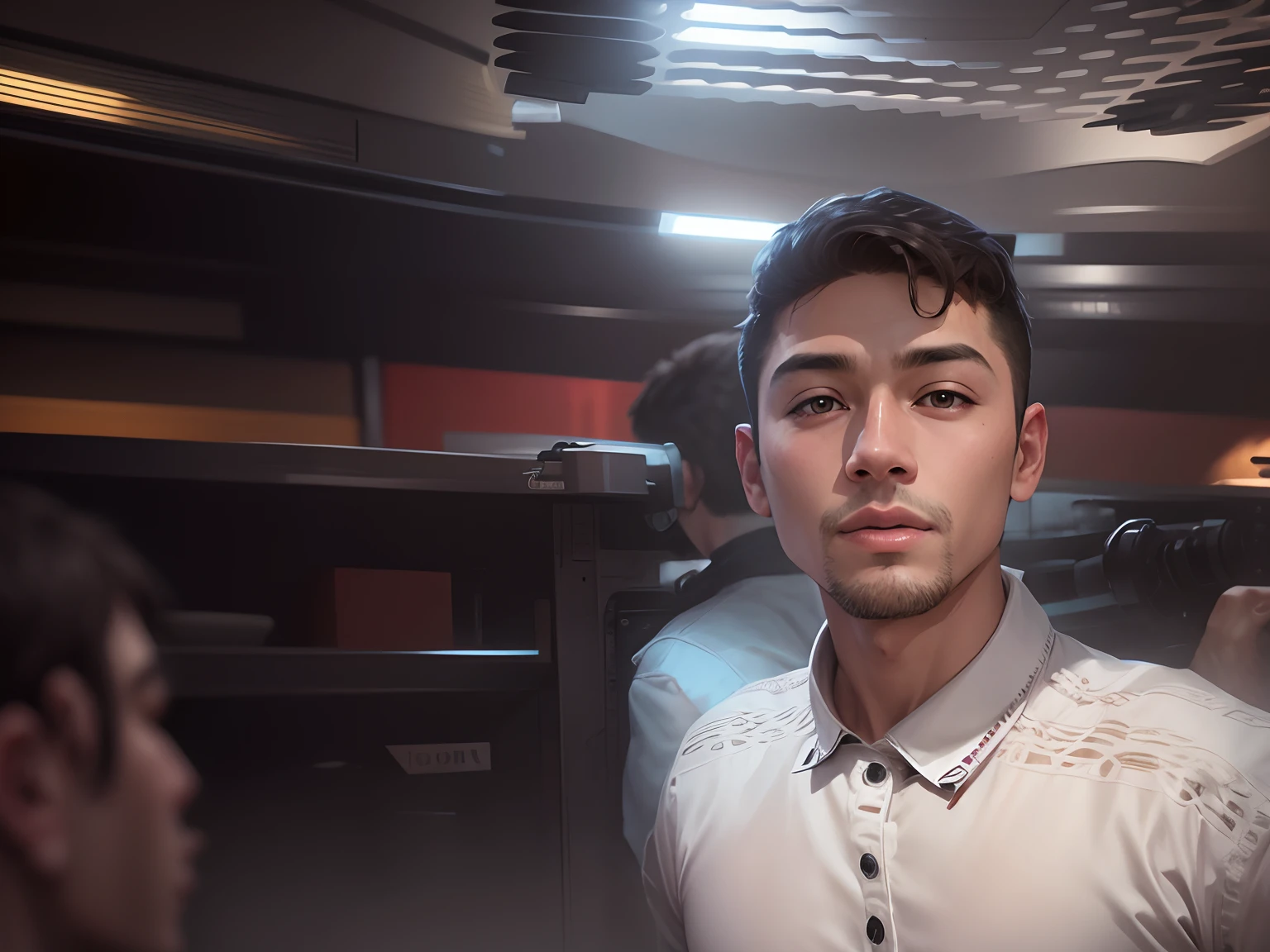 Change background technology handsome boy. Realistic face 8k