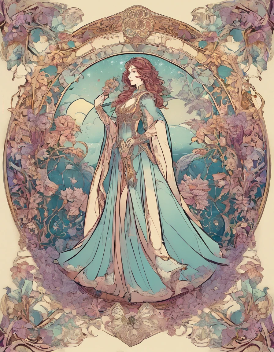 form-fitting upper body clothing, high neck, neural fiber fabric, Dolomite stone, dolman sleeves, maxi length, High Waist, belt loops,,Embroidery,,cross-back,,Illustration (( no humans)) , <lora:ArsMJStyleSD_-_Art_Nouveau:0.8> ArsMJStyle, Art Nouveau
