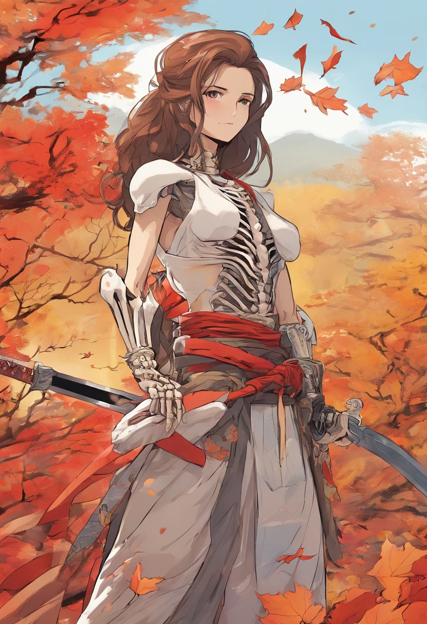 Manga Storyboard: 1.8, Manga Layout,(8K, 16 K, awardwinning, Highest Quality, High resolution, Super Detail,), Highly detailed 4K resolution digital artwork, (Skeleton Swordsman: 1.3), Samurai,kimono、Hakama Lighting is dynamic, Highlighted intricate details, Splash art with triad colors and deep tones, Storybook style, Warriors have no hair, The best camera models and lenses, Japanese Katana Sword, A large tree with autumn leaves, red leaves, Return blood, Overwhelming beauty, A bunch of swords stuck in the ground, Symbol of strength. accurate anatomy, (isolation: 1.1), (Reflected Light: 1.2), glass, super detailed, Convoluted, oil on canevas, Dry brush, detail Enhanced, Dynamic Poses、dynamic compositions、Detailed finger、Detailed hand、A detailed face、32K , hyper HD, Comic Panel Layout, Voice bubbles, english text, Hand-drawn audio stickers used in cartoons, Spoke Heart, Read the ellipsis, Spoke question mark, Read an exclamation point, Read notes aloud, Otherworldly, 1990s style ), Effect Lines