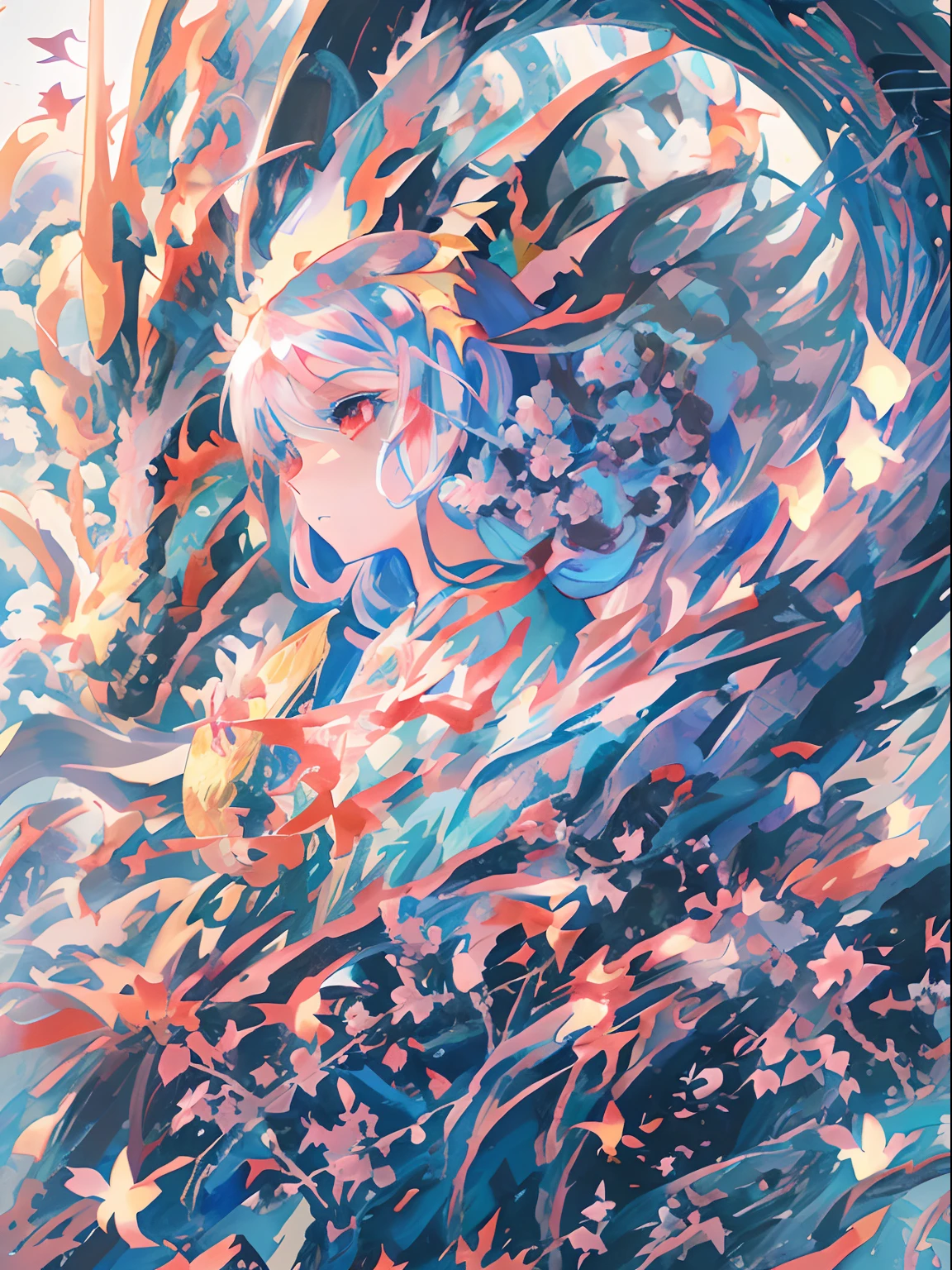 Anime girl with dragon wings and blue dress, detailed anime art, Detailed Digital Anime Art, anime fantasy illustration, Detailed anime artwork, anime fantasy artwork, Detailed key anime art, high detailed official artwork, beautiful fantasy anime, digital art on pixiv, Trending on ArtStation pixiv, anime art wallpaper 4k, anime art wallpaper 4k, beautiful anime artwork