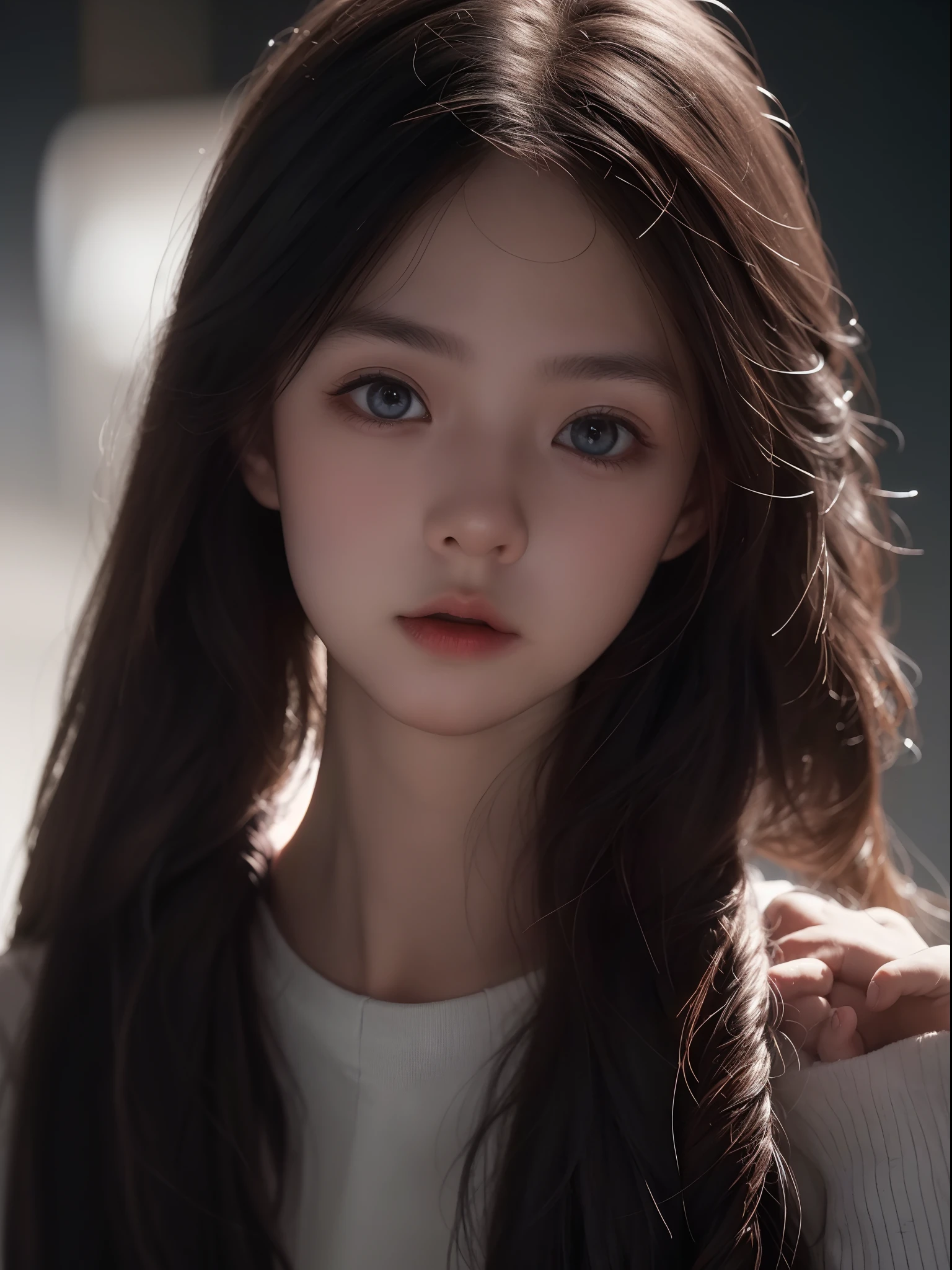 best qualtiy，RAW photos，（tmasterpiece：1.2），realisticlying，A high resolution，1girl, glowing eyes,symmetry，cinmatic lighting，depth of fields，