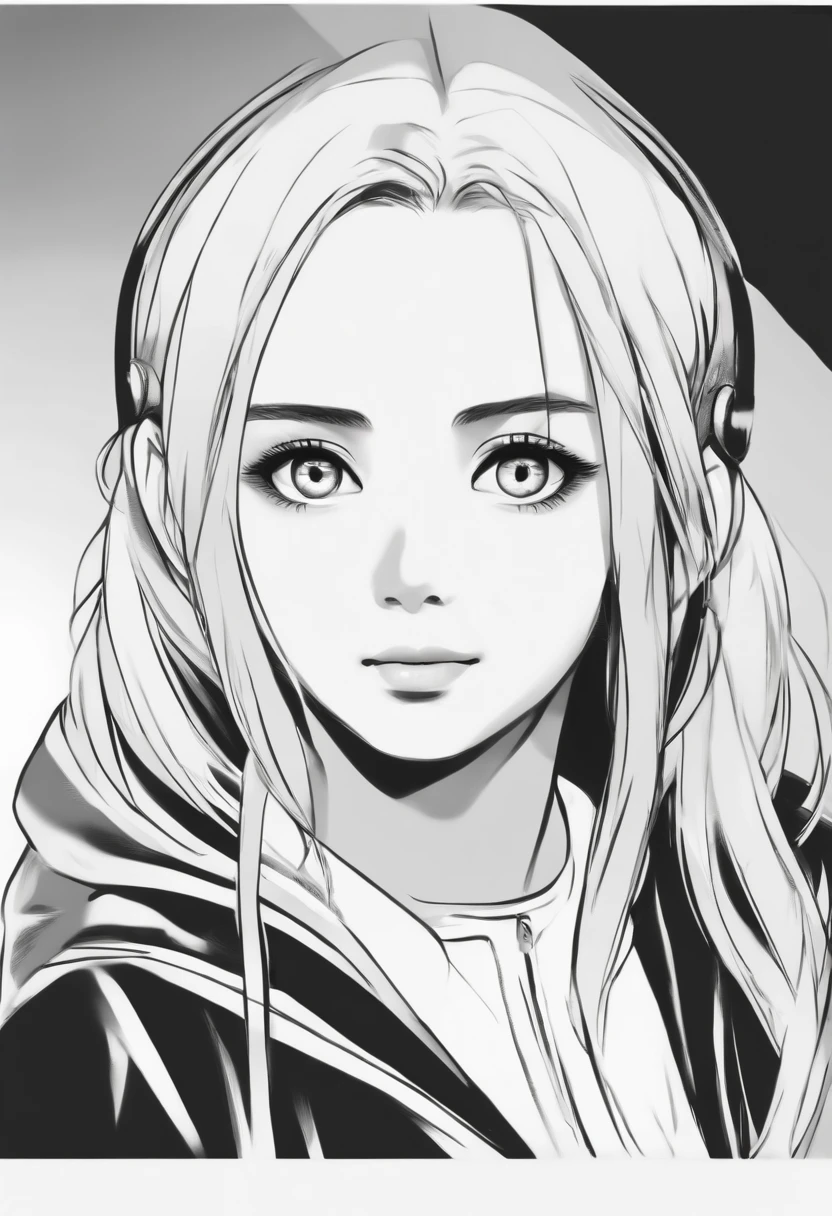 (best quality, highres, realistic:1.37), detailed face, big surprised and scared eyes, open mouth, exaggerated facial features, cute and round face, simple and minimalistic style, manga, anime, black and white, monochrome, minimal shading, clean lines