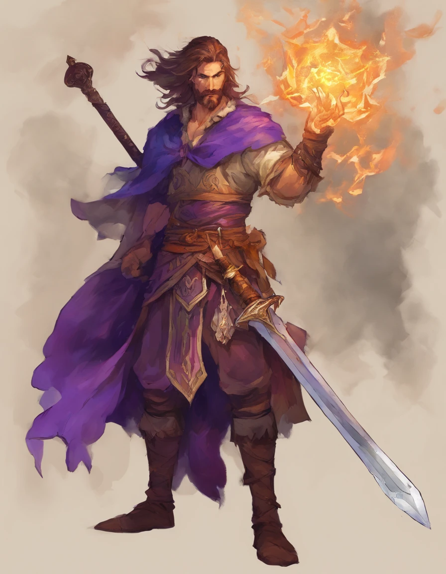 Homem nordica encapuzada, segurando uma espada, assustador, cores muito brilhantes, light particles, com luz brilhante, Mshiff, Arte do papel de parede, Papel de parede UHD, artistic, intrincado, cores frias, tons de roxo