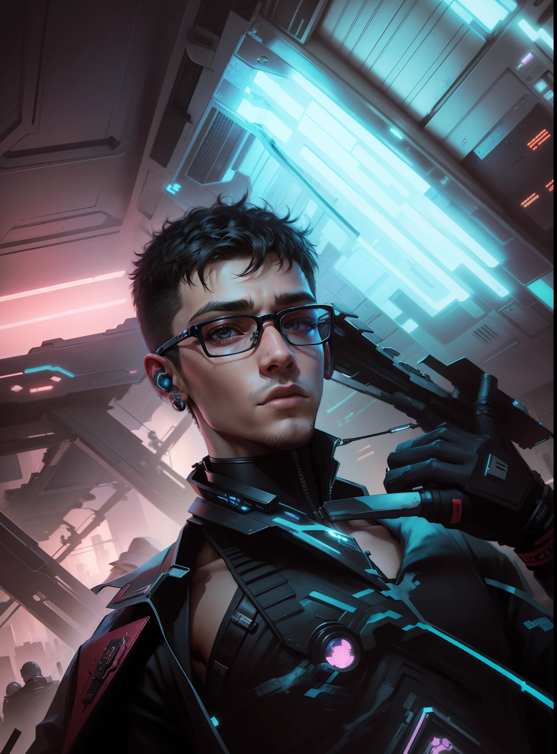 cyberpunk hendsome boy. realistic face.