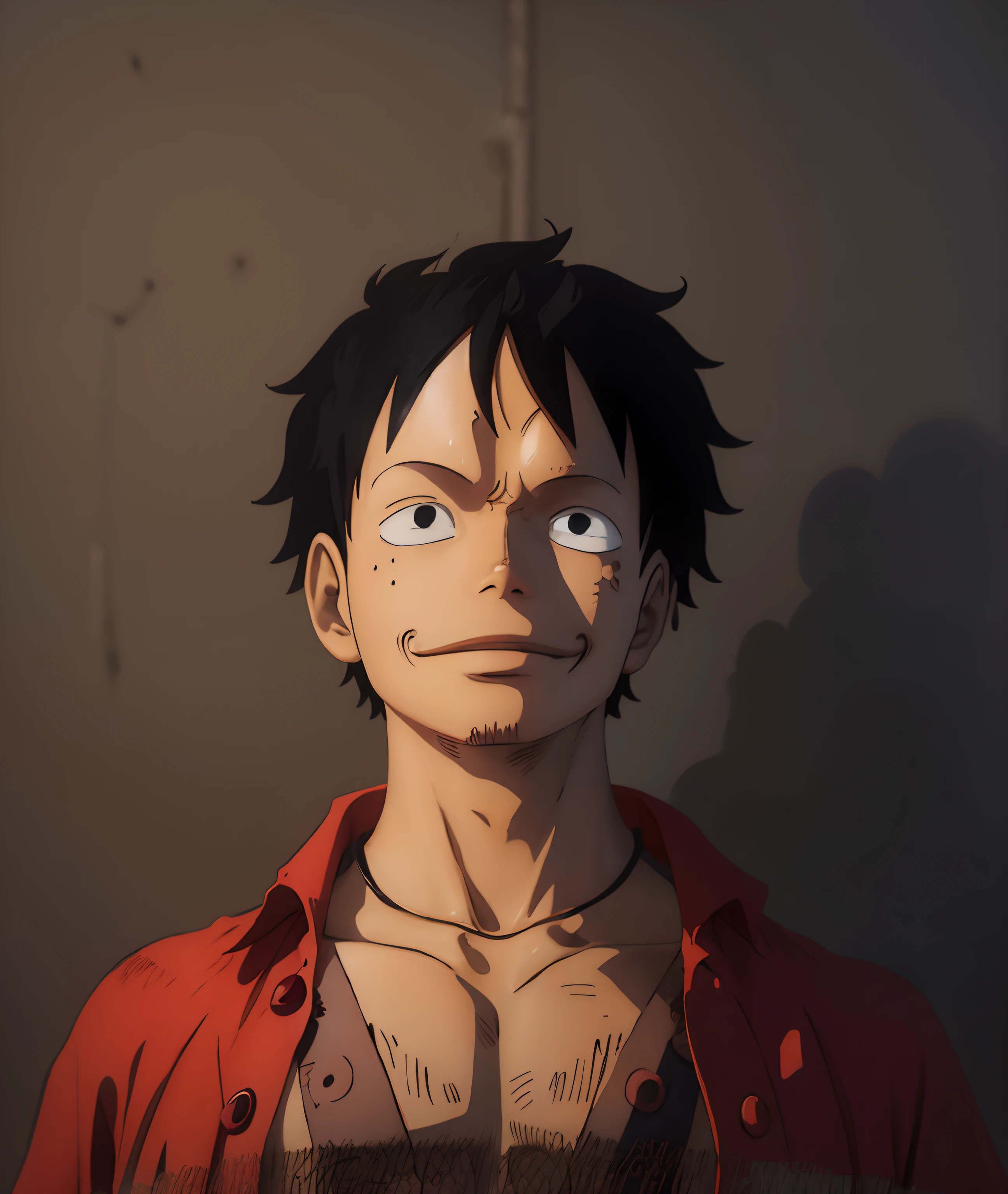 Convert my picture into one piece character luffy, smiling,with hat