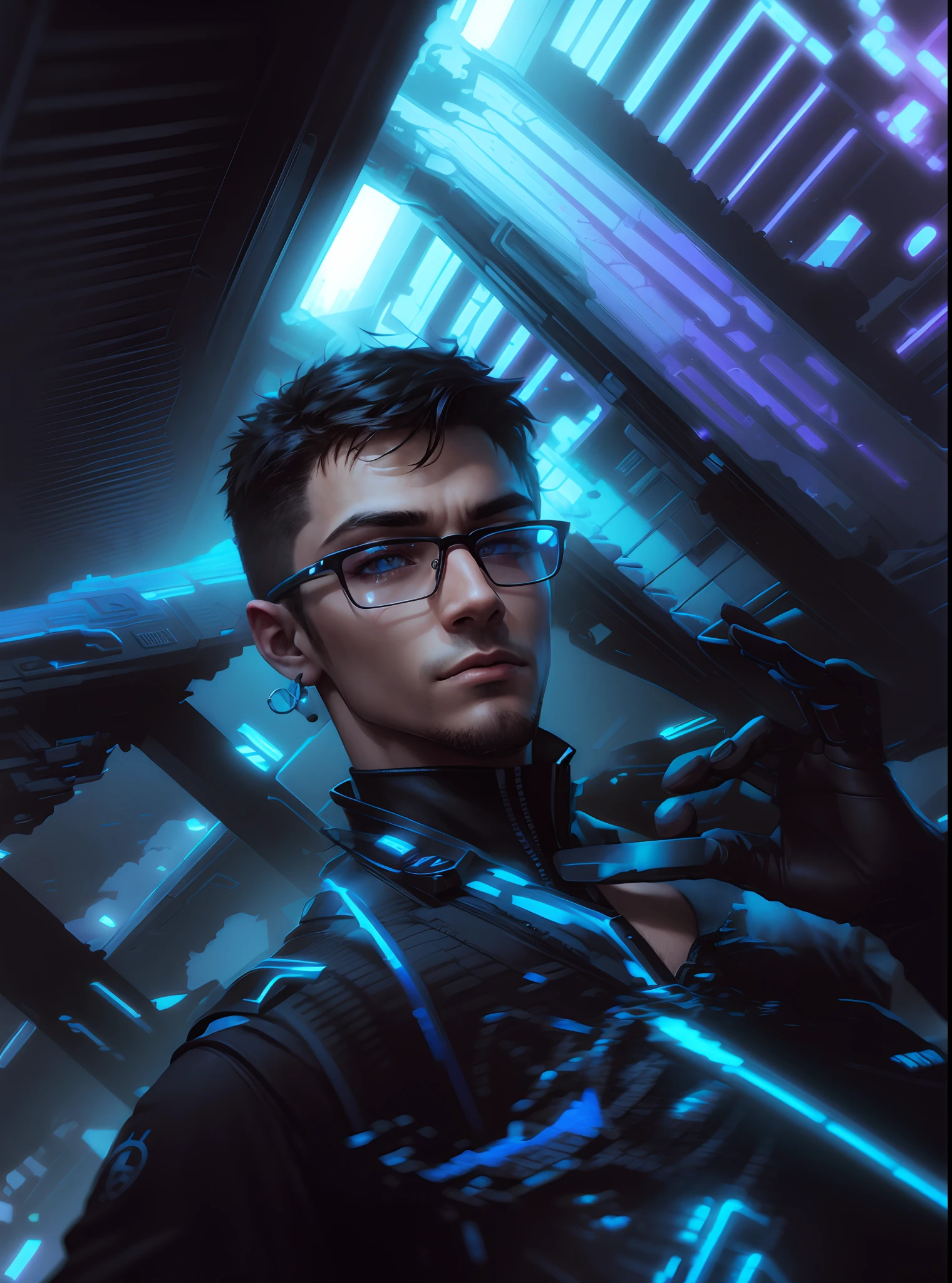 Change background cyberpunk handsome boy