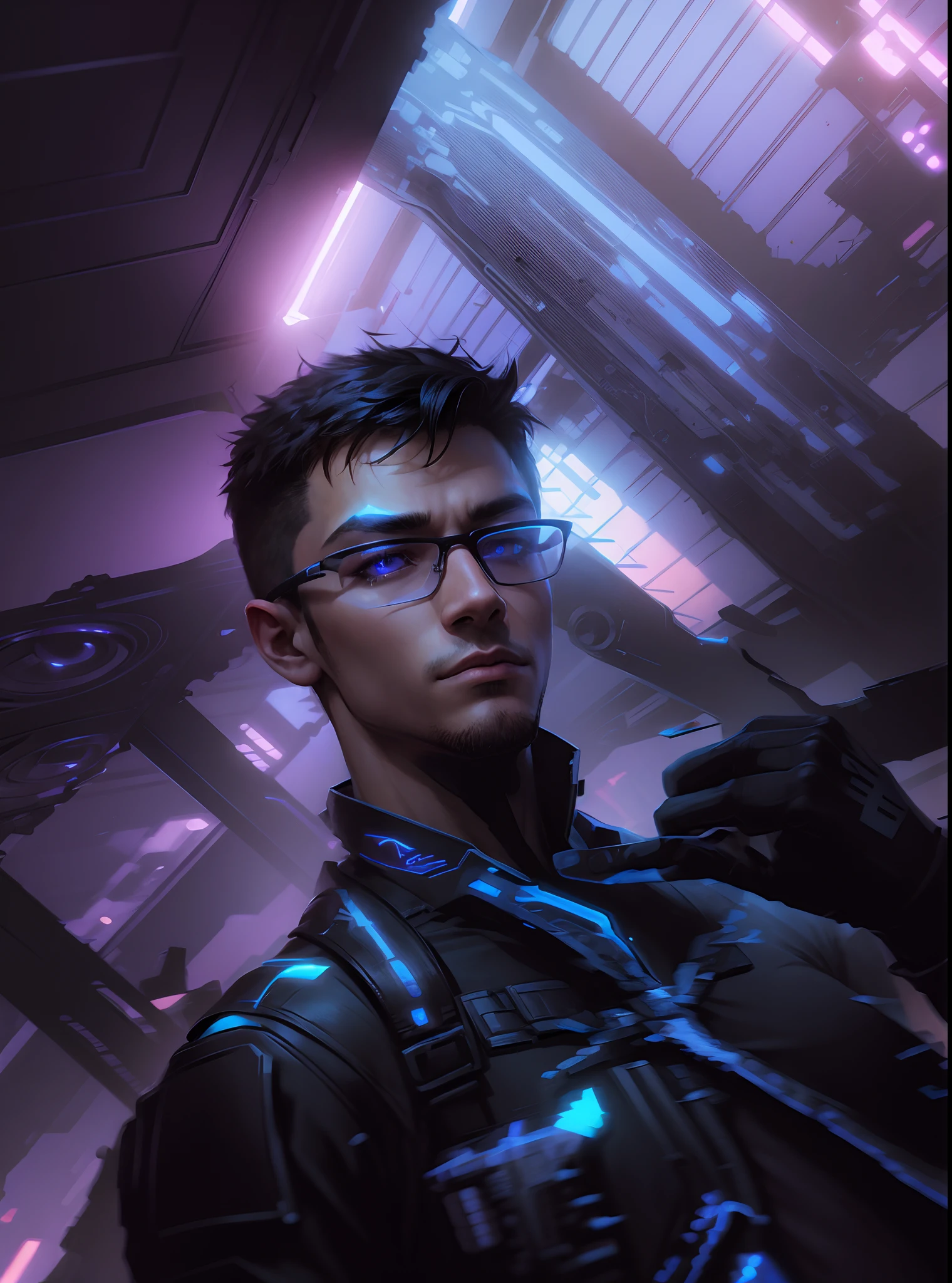 Change background cyberpunk handsome boy