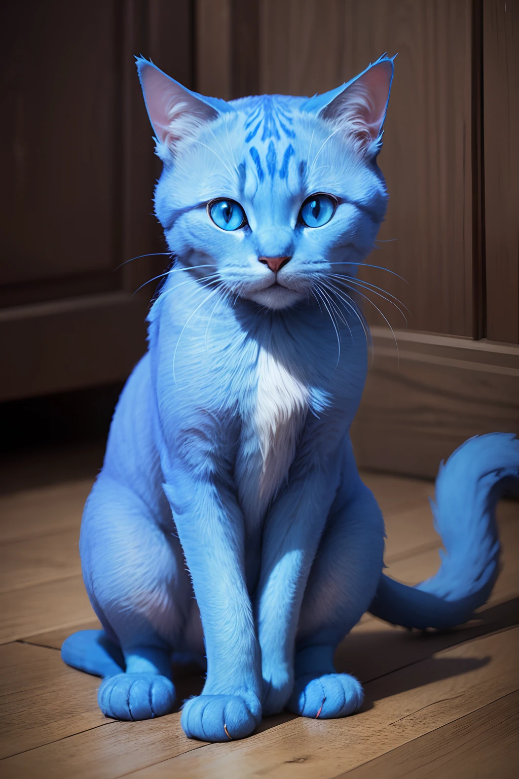 A blue smurf cat