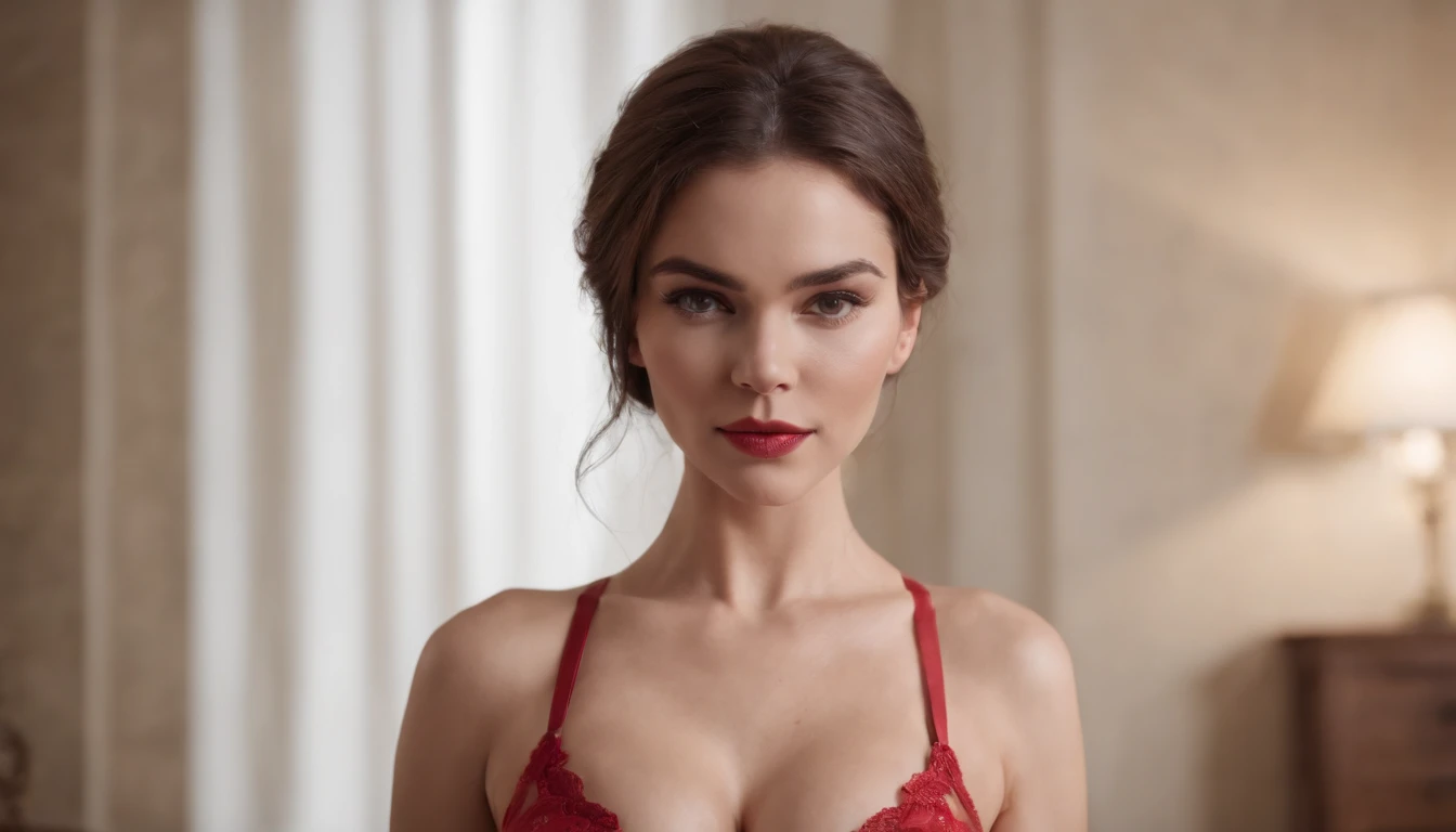 A Cat women with big boobs, HD, 4K, Realistic, red lingerie