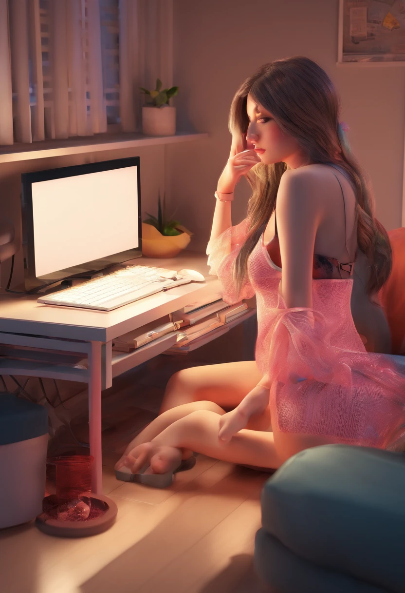 1 girl watching porn on the computer