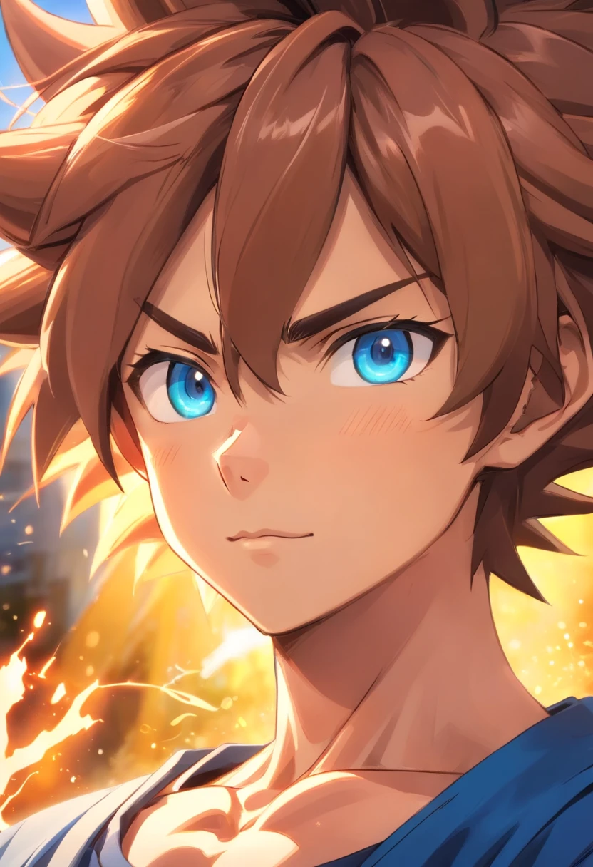 Dragon bola goku com cabelo azul，Grande macaco，head portrait，Close-up，de um real，Facial features are carefully described，textura de pele realista，Estilo escuro，profundidade de campos，Luz alta，luz real，Traching de raias，oc renderizado，hyper-realistic，melhor qualidade，8k，Obras de mestres，super-fino，pelos pubianos detalhados，anatomia correta，sharp focus on eyes，Bokeh，Facial features are carefully described