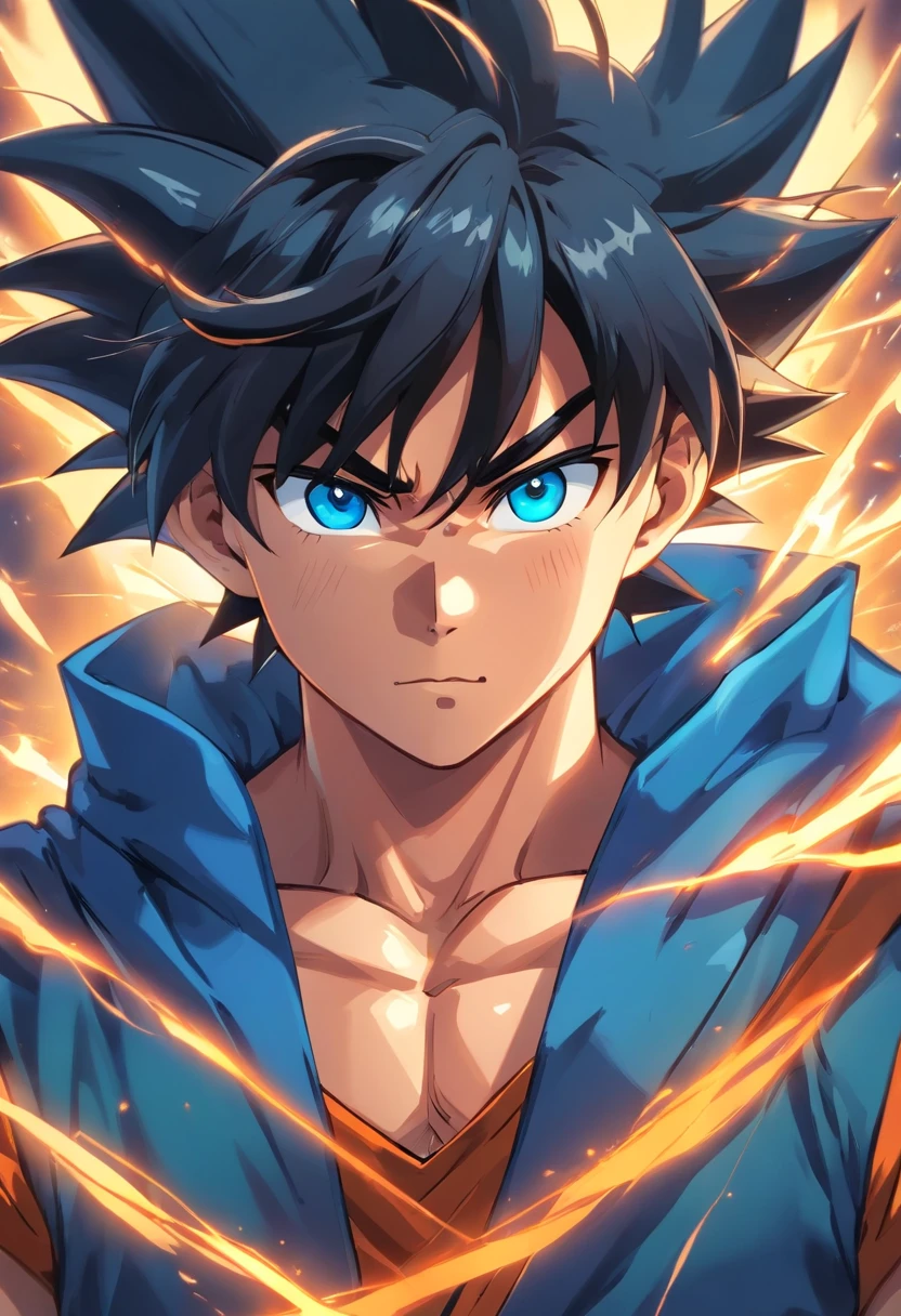 goku com cabelo azul, head portrait, melhor qualidade,8k