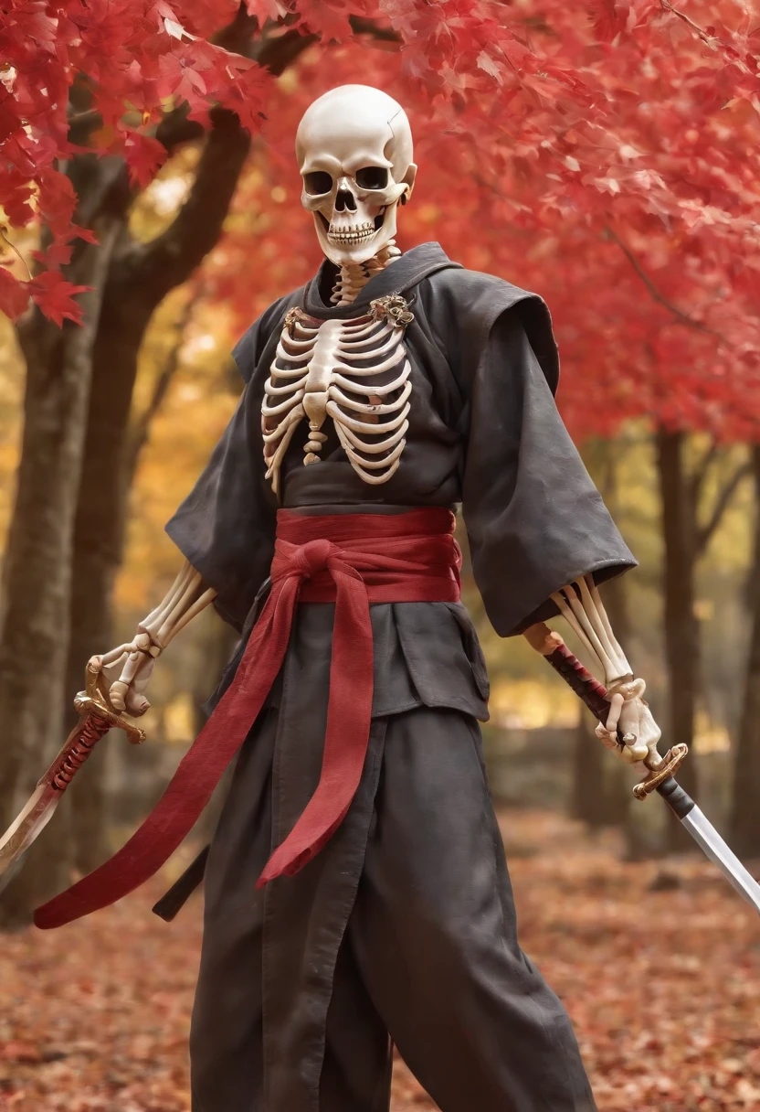 Manga Storyboard: 1.8, Manga Layout,(8K, 16 K, awardwinning, Highest Quality, High resolution, Super Detail,), Highly detailed 4K resolution digital artwork, (Skeleton Swordsman: 1.3), Samurai,Kimono、Hakama's lighting is dynamic, Intricate details are highlighted, Splash art with triad colors and deep tones, Storybook style, Warriors have no hair, The best camera models and lenses, Japanese Katana Sword, A large tree with autumn leaves, red leaves, Return blood, Overwhelming beauty, A bundle of swords stuck in the ground, Symbol of strength. accurate anatomy, (isolation: 1.1), (Reflected Light: 1.2), glass, super detailed, Convoluted, oil on canevas, Dry brush, detail Enhanced, Dynamic Poses、dynamic compositions、Detailed finger、Detailed hand、A detailed face、32K , hyper HD, Comic Panel Layout, Voice bubbles, english text, Hand-drawn audio stickers used in cartoons, Spoke Heart, Read the ellipsis, Spoke question mark, Read an exclamation point, Read notes aloud, Otherworldly, 1990s style ), Effect Lines