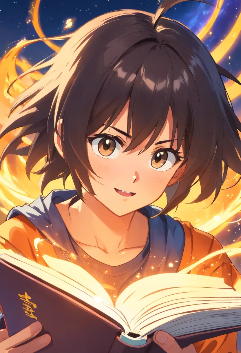 Dragon Ball, random super sayajin, face portrait, reading a book