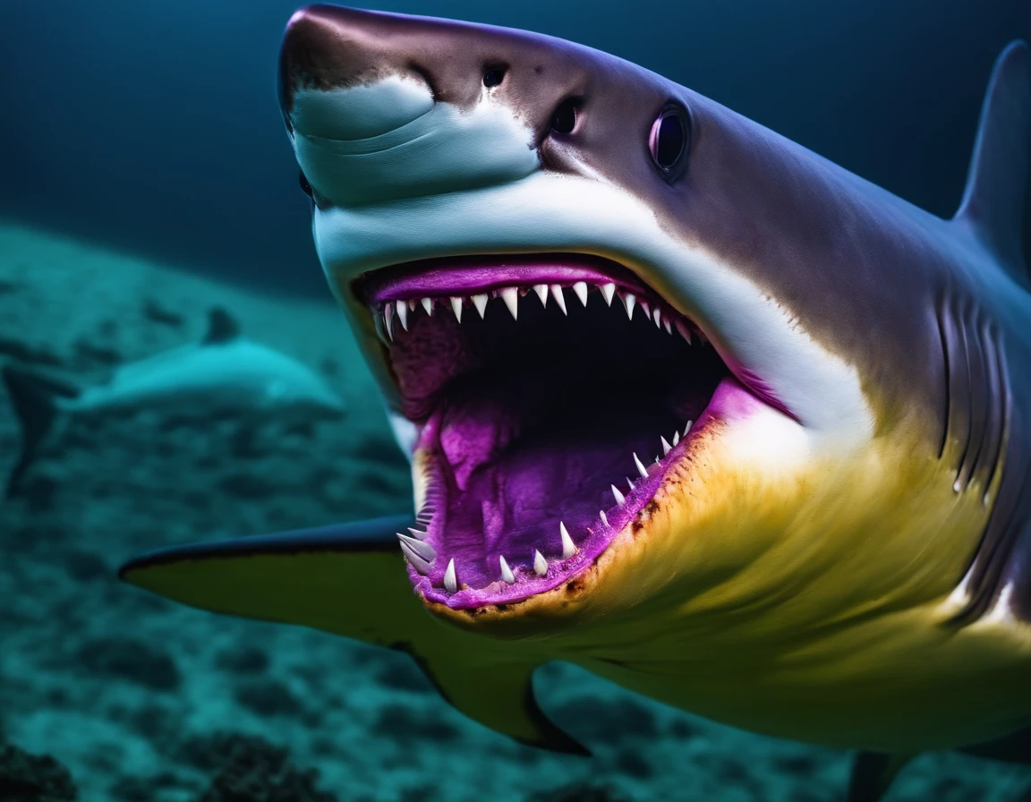 COLORFUL ANGRY SHARK 4K PURPLE COLOR