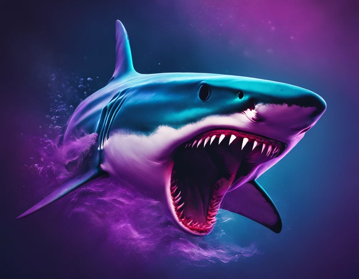 COLORFUL ANGRY SHARK 4K PURPLE COLOR