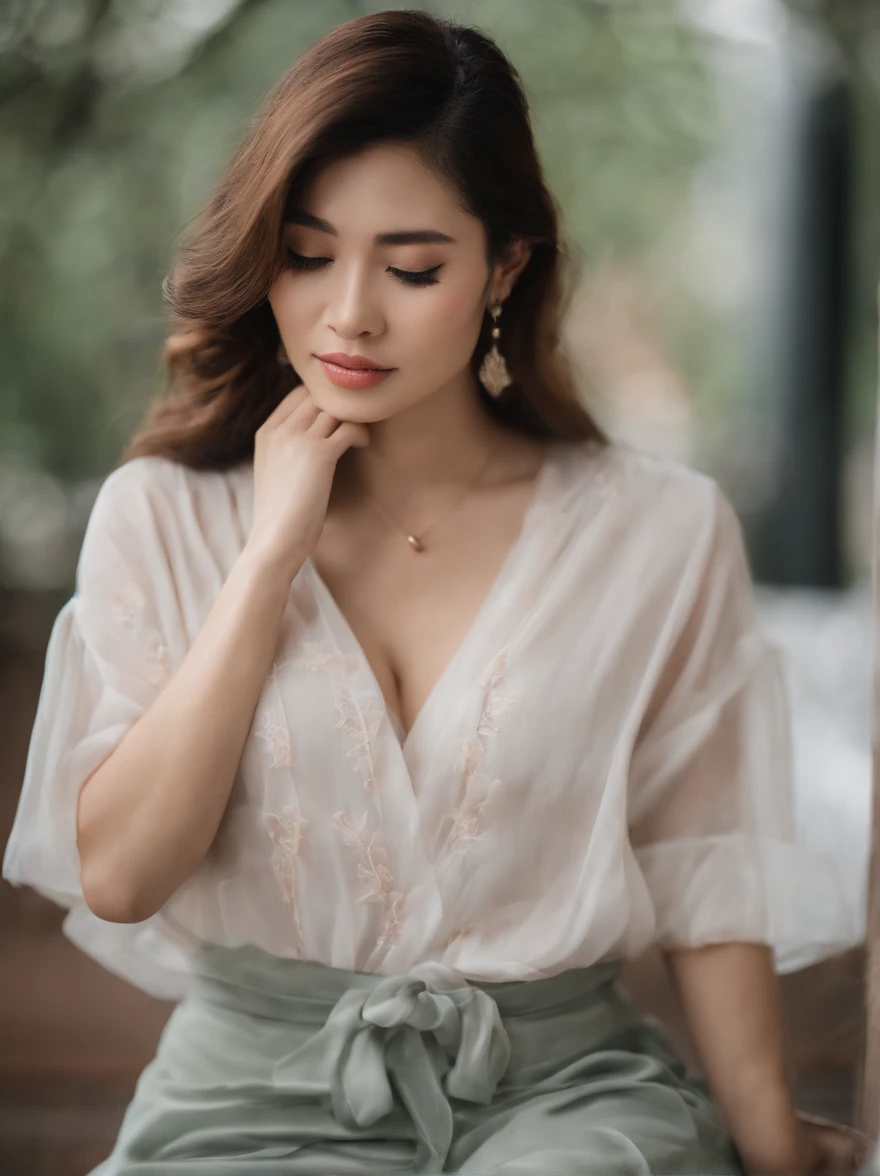 Sleeping young woman,Exquisite facial features,年轻,Asian face,32 years old,realisticlying,She was wearing pink pajamas,Large ,big assa,br hair。