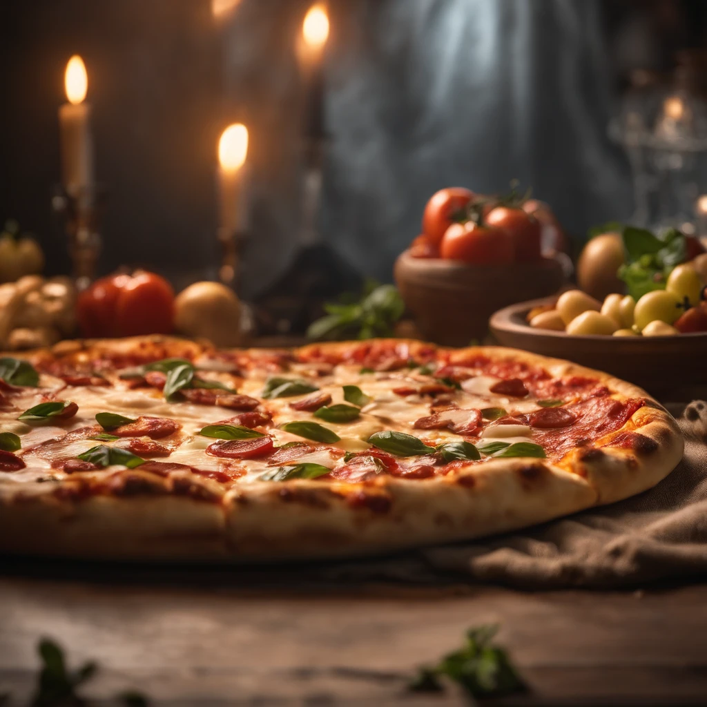 Muy gordo Thor come pizza grande, Detalles altos, ultra foto realsisim, realista, 8k