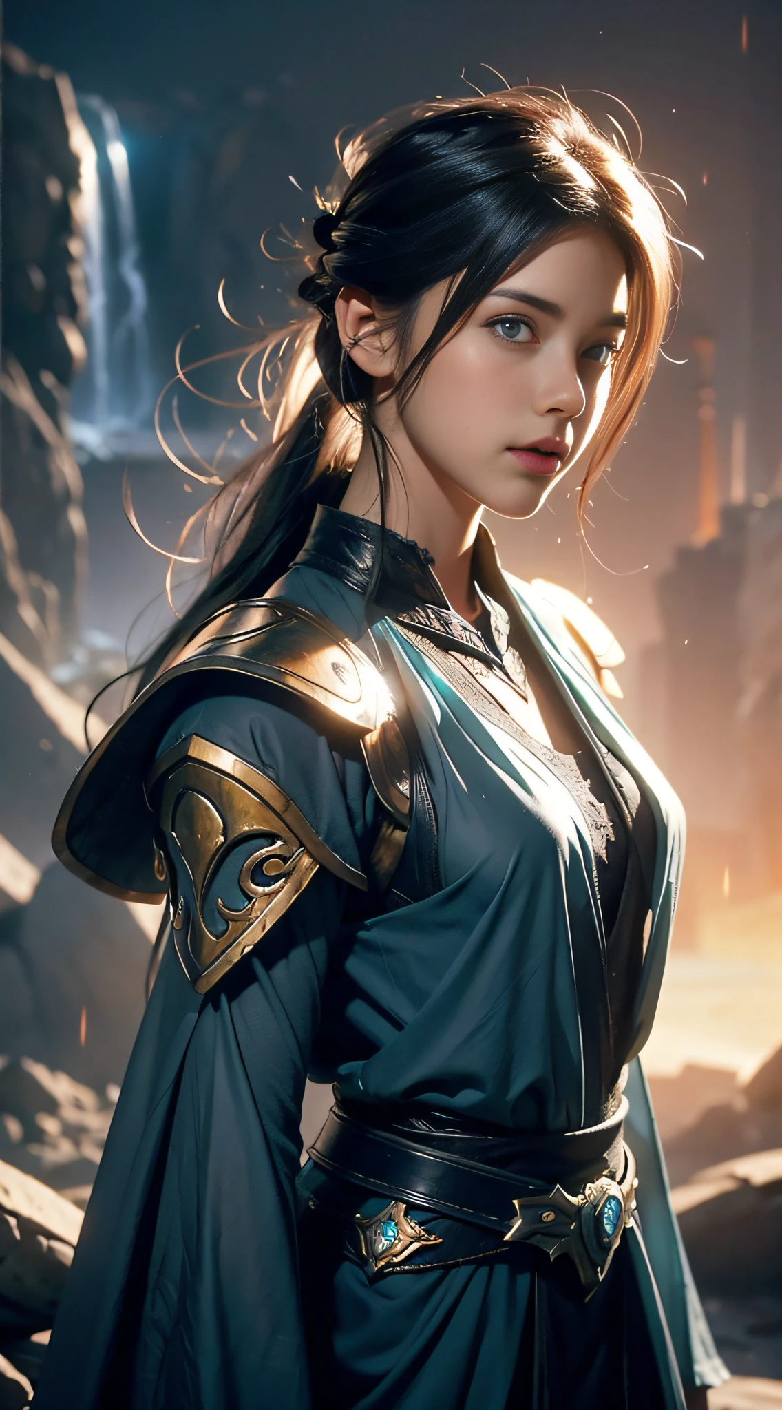 Classic negative portrait photos, fantasy video game character concept art, dungeons and dragons, fantasy, rivers, haze, halo, bloom, dramatic atmosphere, dark fantasy movies from the 1970s, centering, rule of thirds, --v 6